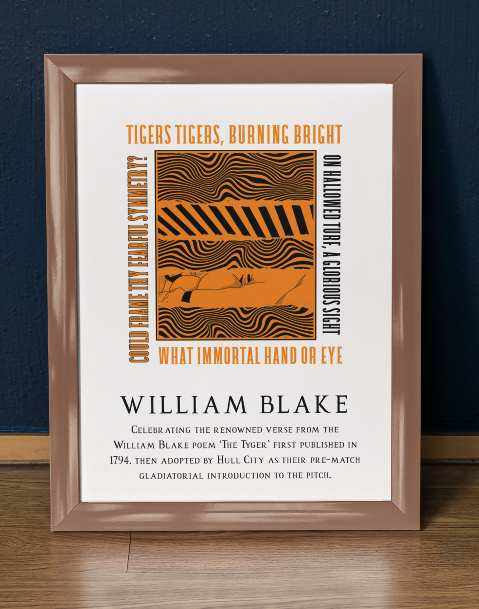 Hull City Art Print TIGERS TIGERS LYRICS Design in White