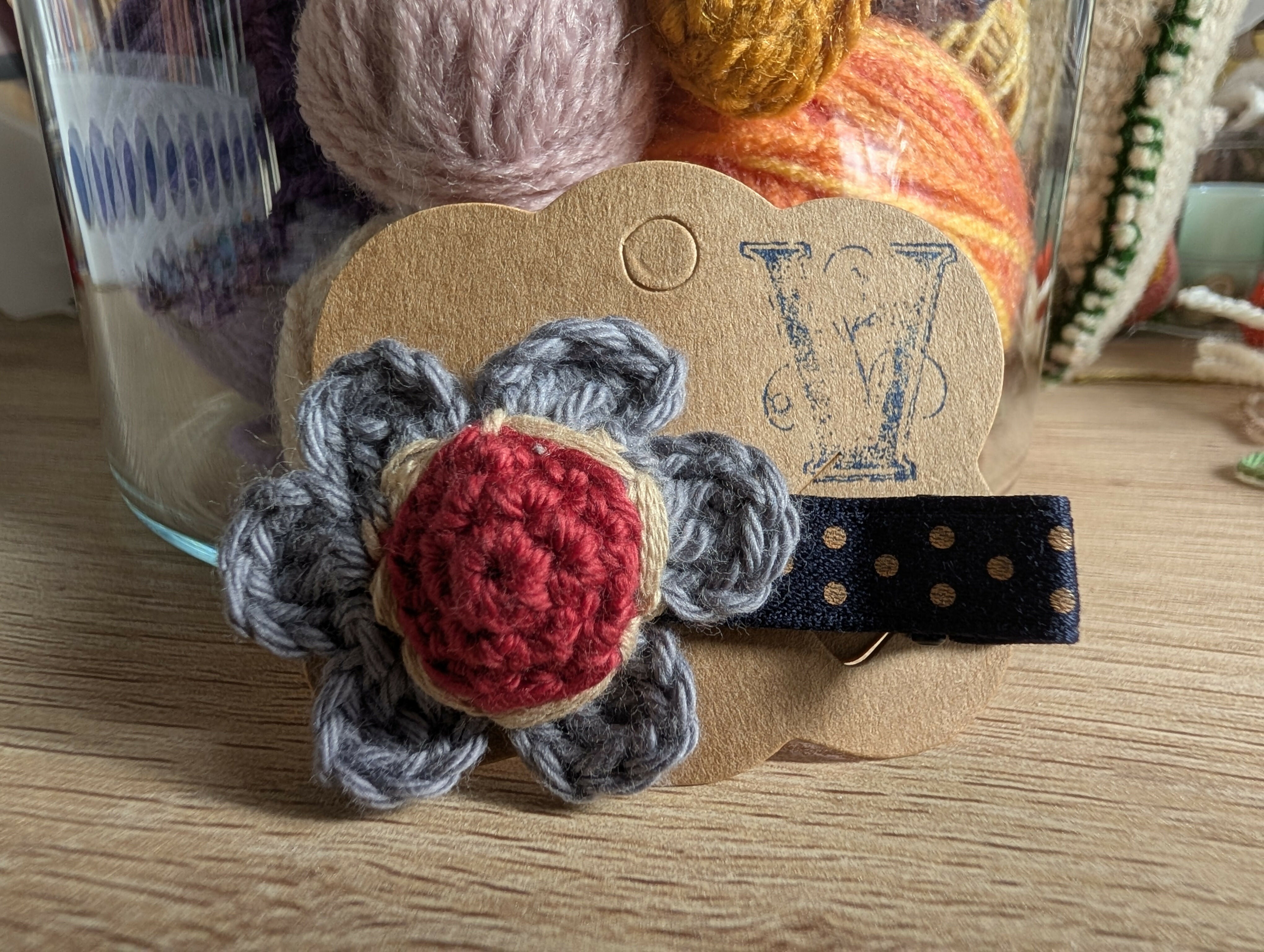 Hair Accessory - grey flower hair clip