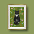 Tuxedo Cat Floral Art Print A4