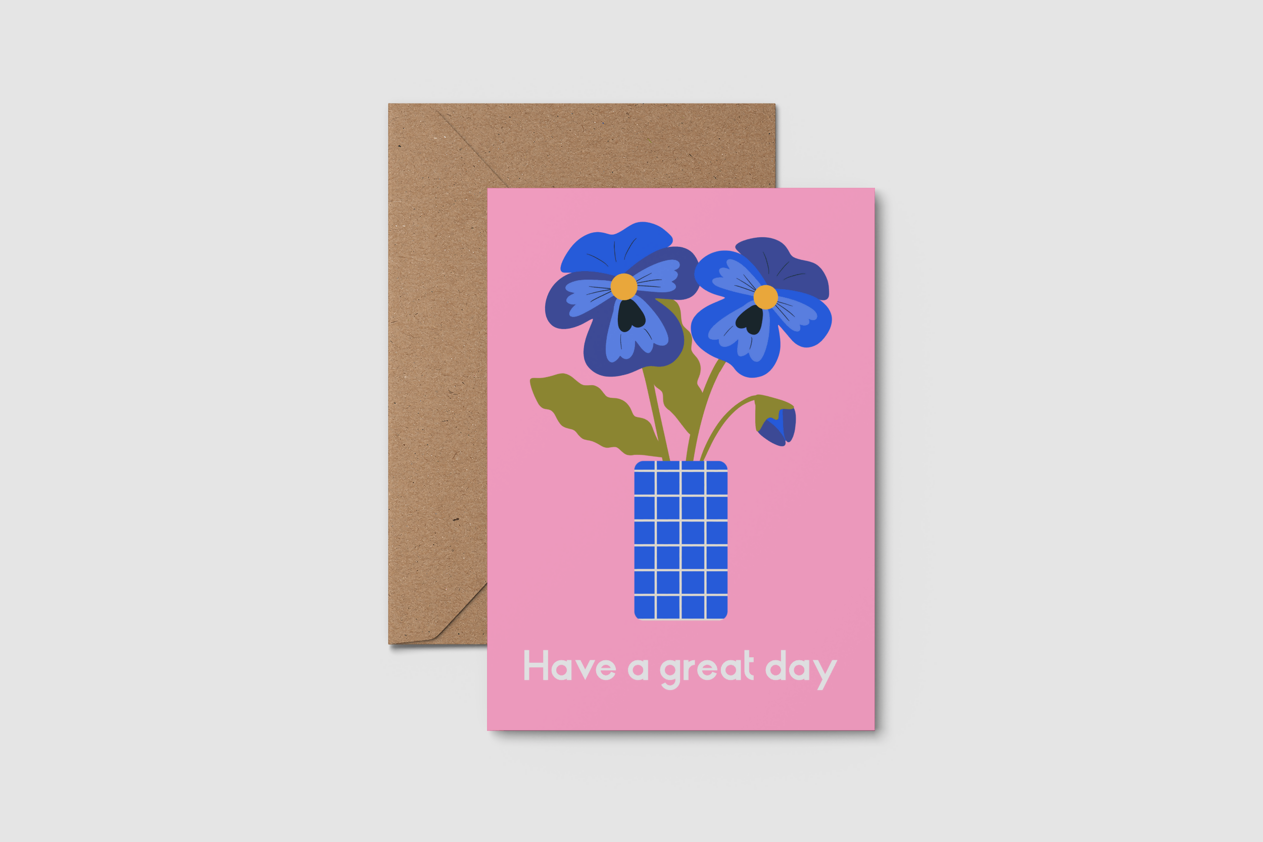'Have A Great Day' Pansies Cut Flowers Birthday Card