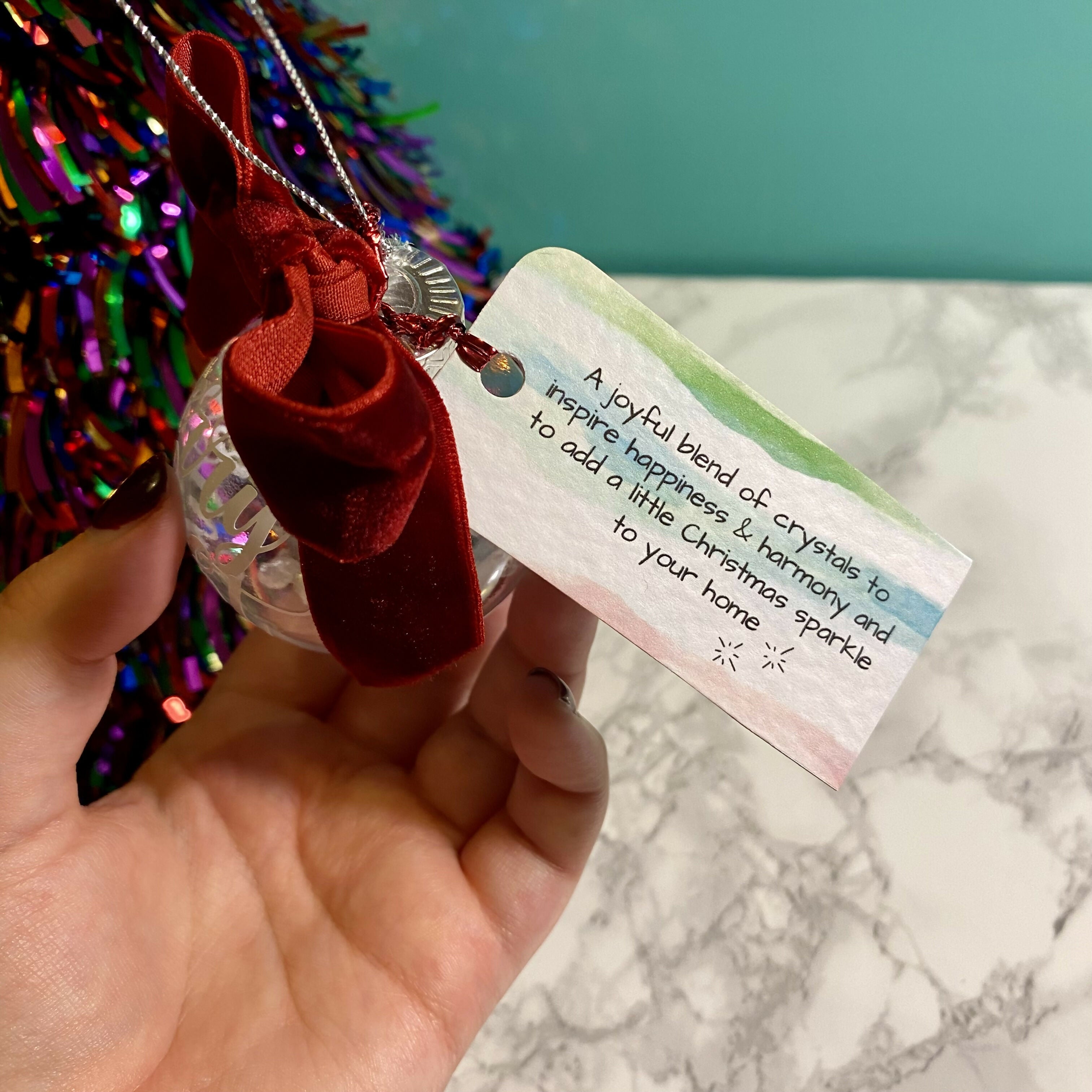 Crystal Infused Christmas Bauble - Merry & Bright