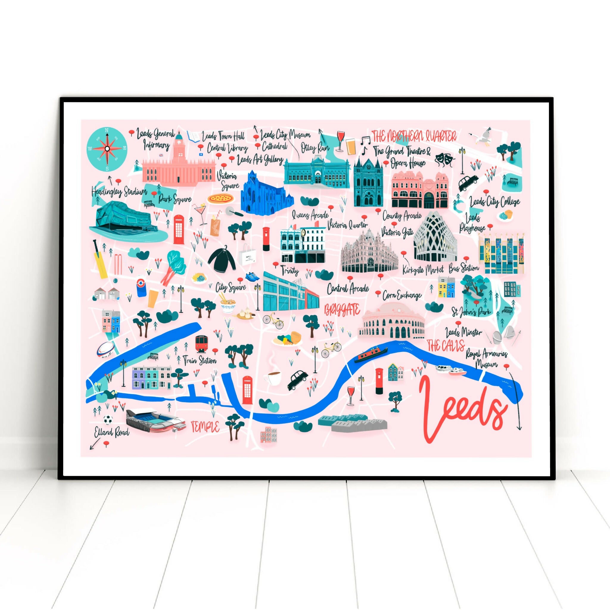 Leeds Map Art Print