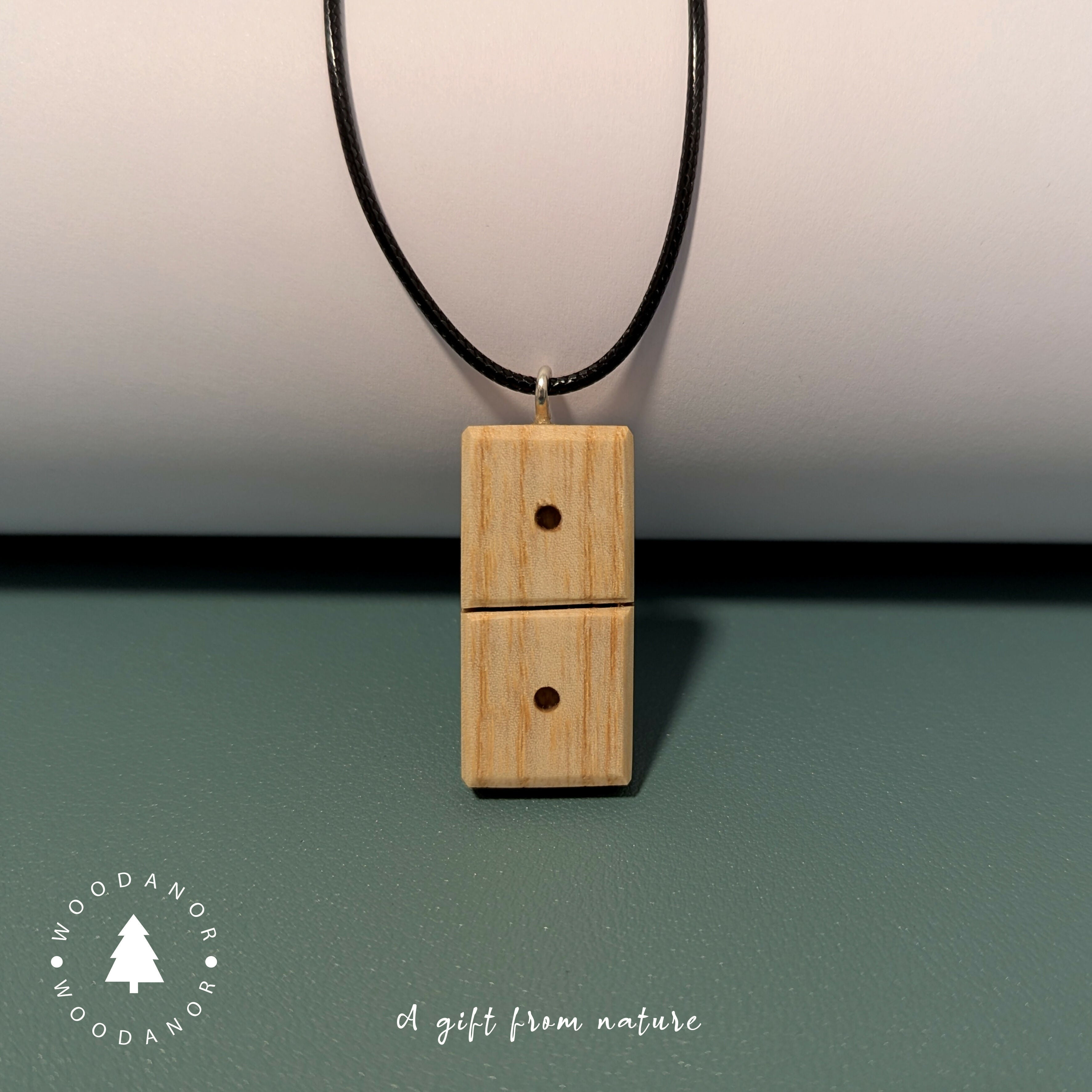 Handcrafted Domino-Inspired Wooden Pendant
