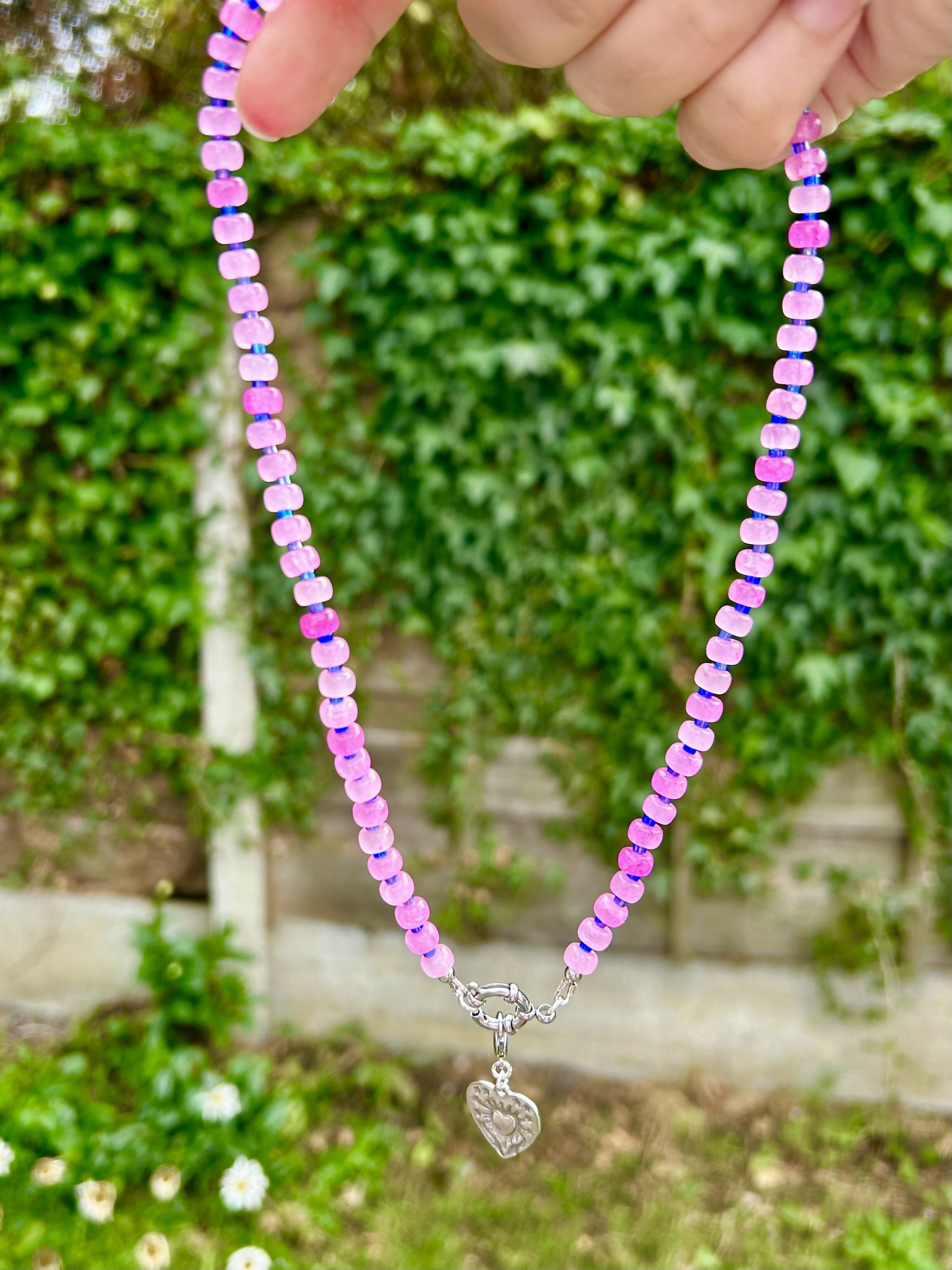 Rondel bead Charm necklace