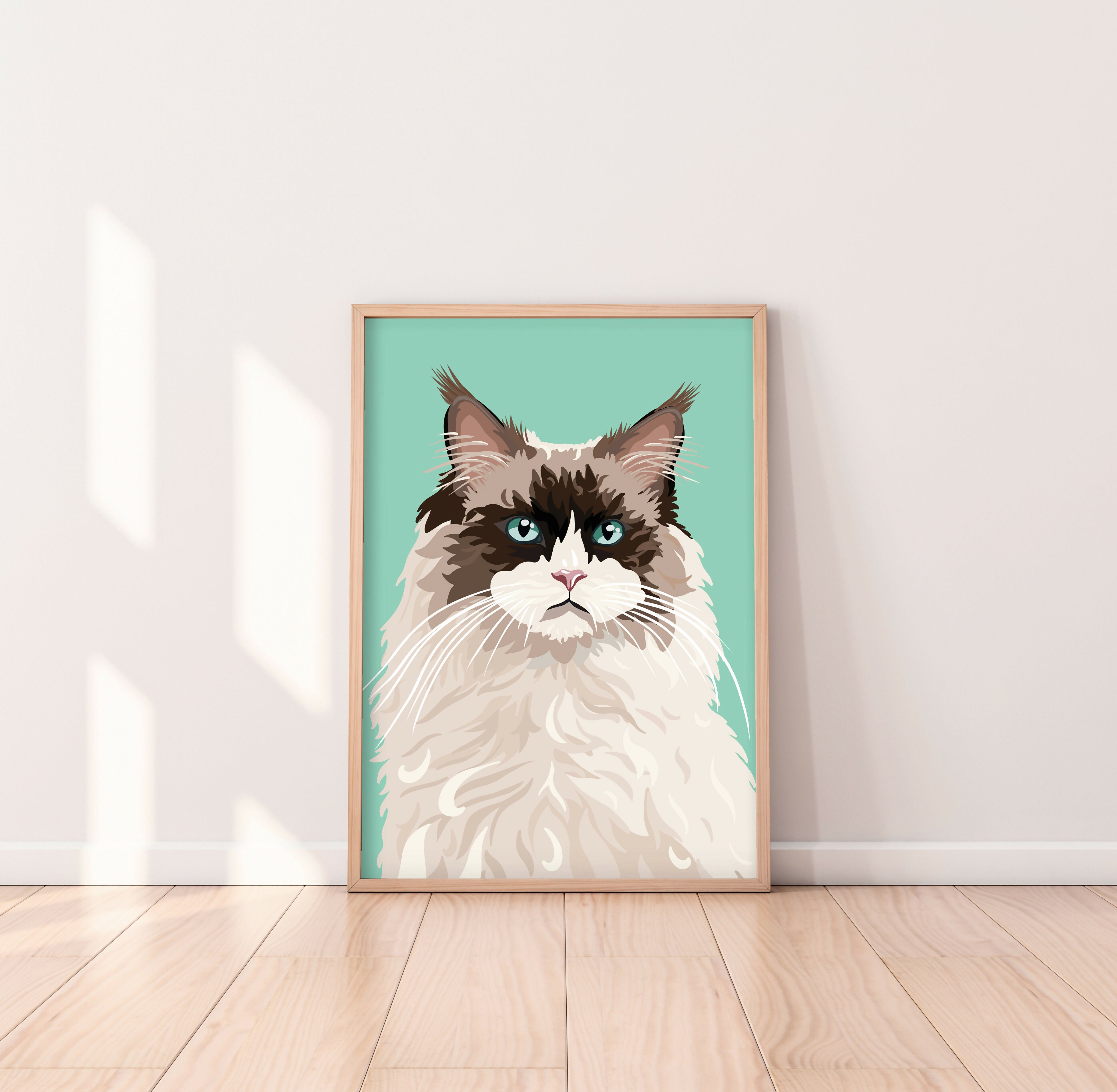 Ragdoll Cat White V2 Cat Art Print