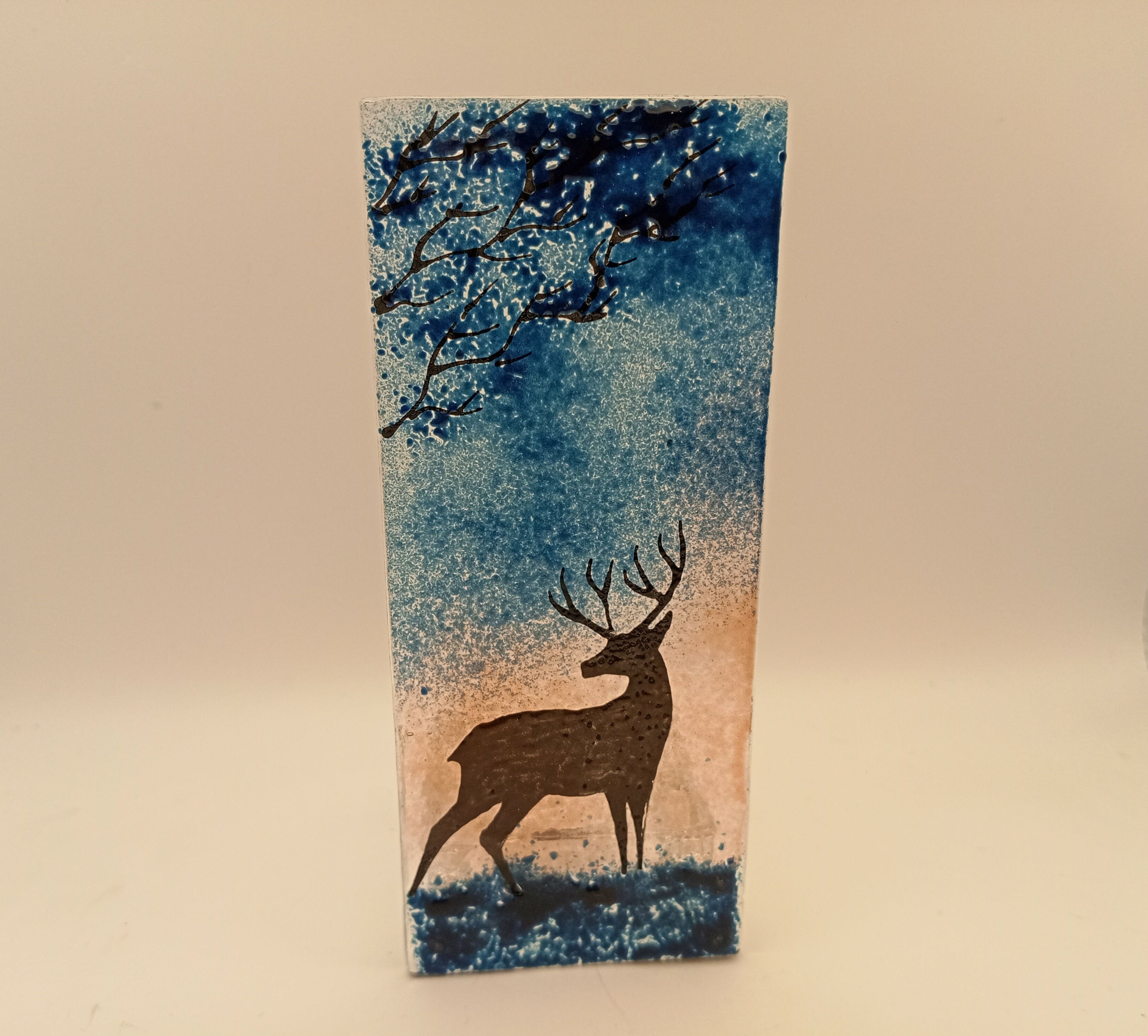 Fused Glass Silhouette Stag Tealight