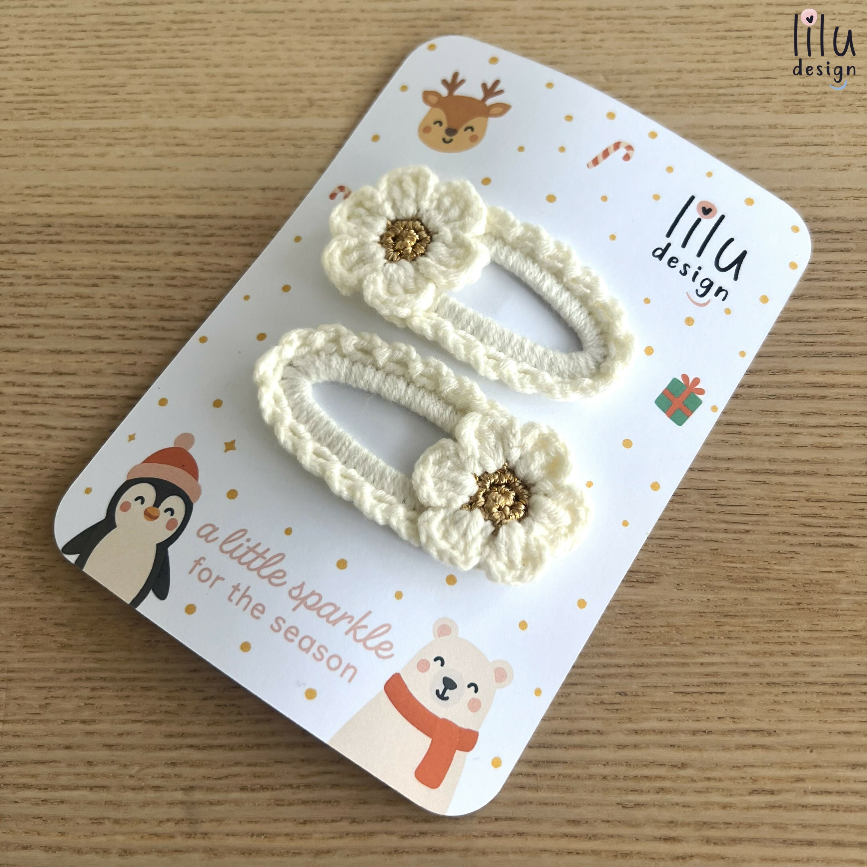 FESTIVE Crochet Hair Clip Set - Cosmos Flower