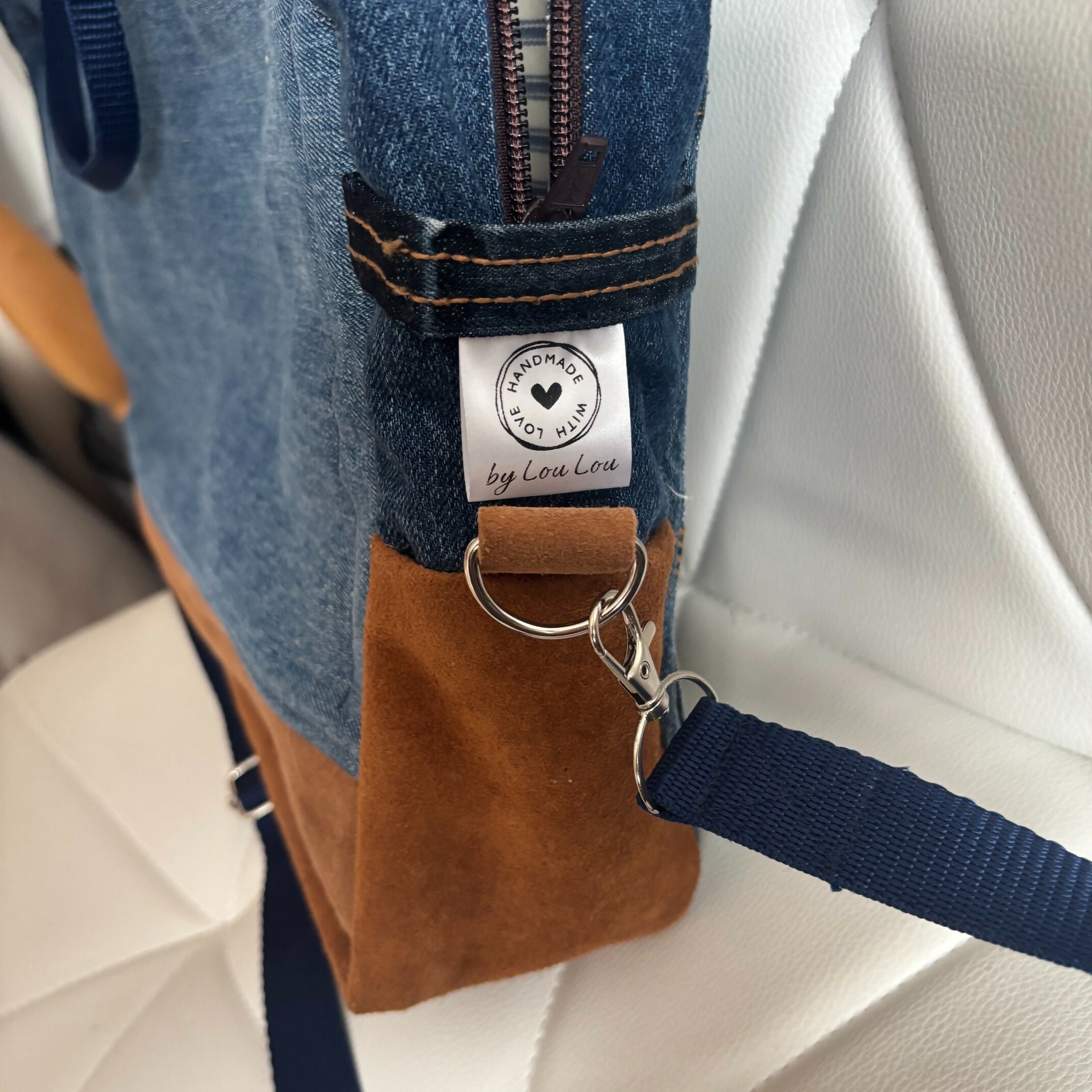 Unique Large Laptop Bag Case Made From Upcycled Jeans With Adjustable strap