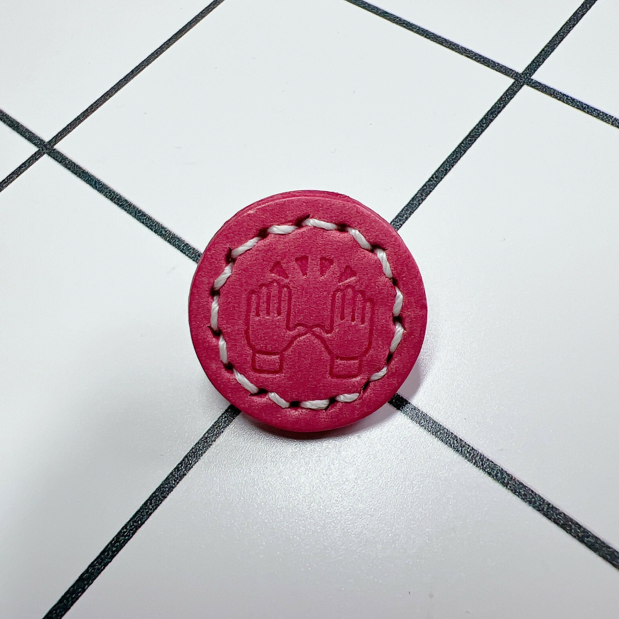 Embossed Emoji Leather Pin - Raising Hands (25 mm)