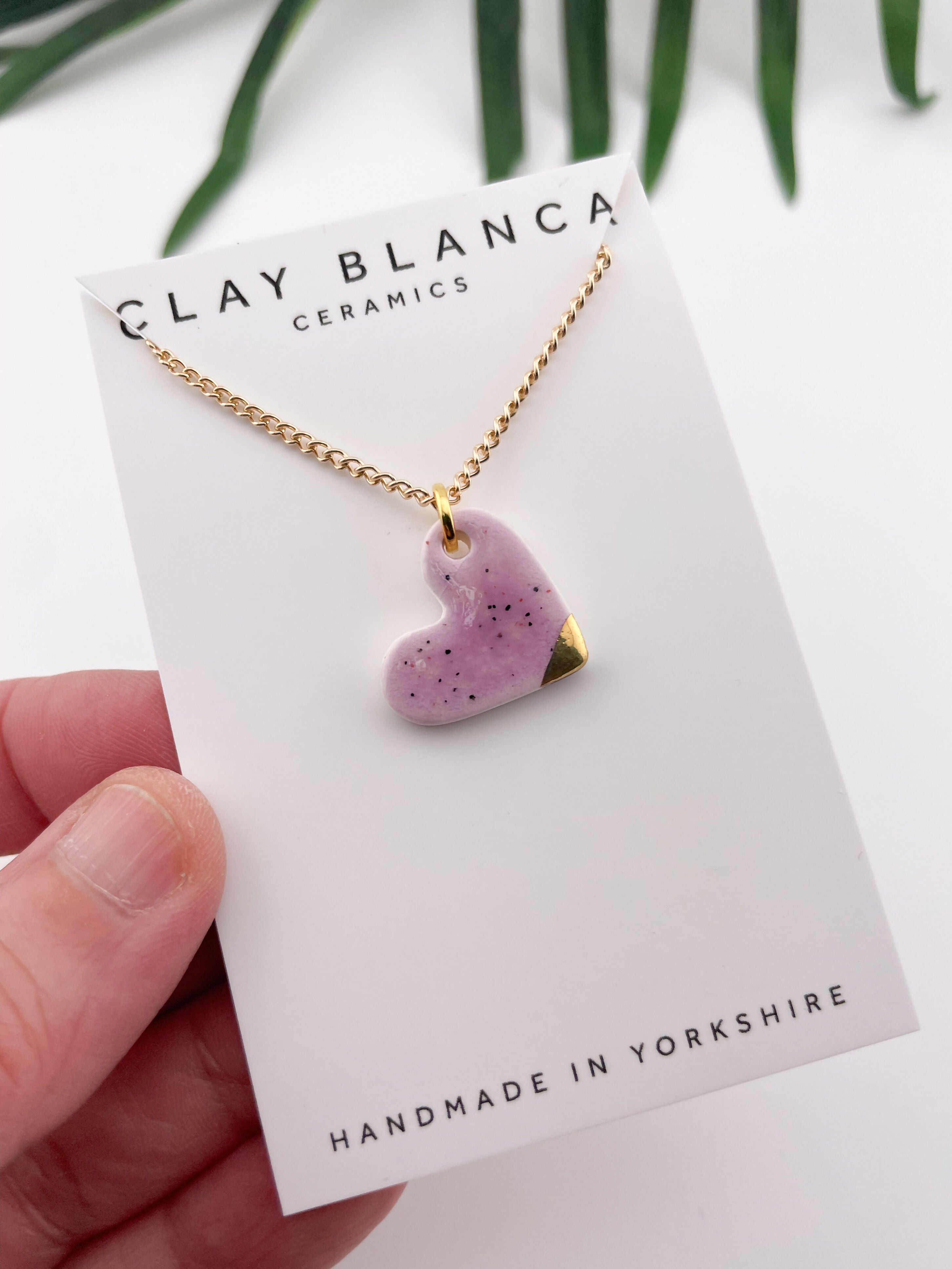 Small Speckled Lilac Heart Necklace