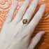Handmade Orange Gold Leaf And Black Resin And Stainless Steel Adjustable Ring