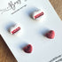 Valentines Day Stud Earrings / Set of 2 pairs of Studs / Handmade Polymer Clay Jewellery