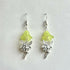 Green Flower Fairy Charm Earrings Silver