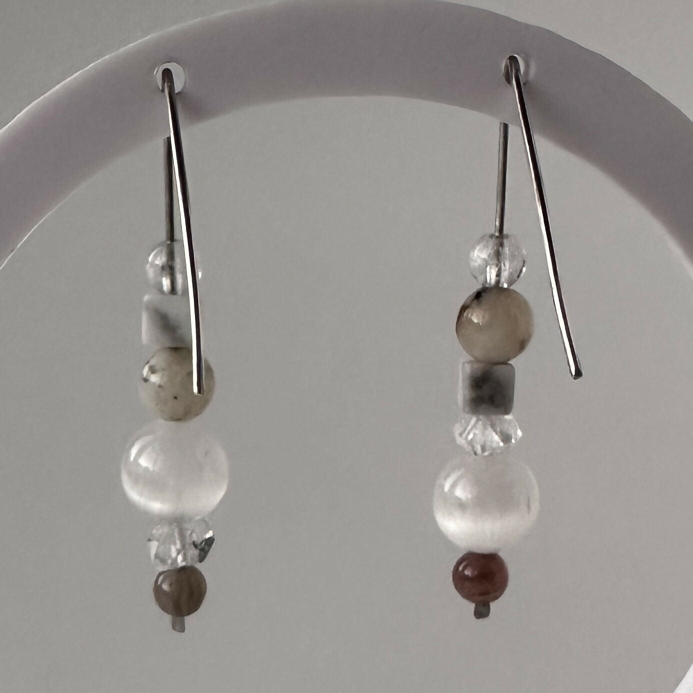 HEALING CRYSTAL & STERLING SILVER CROWN CHAKRA EARRINGS