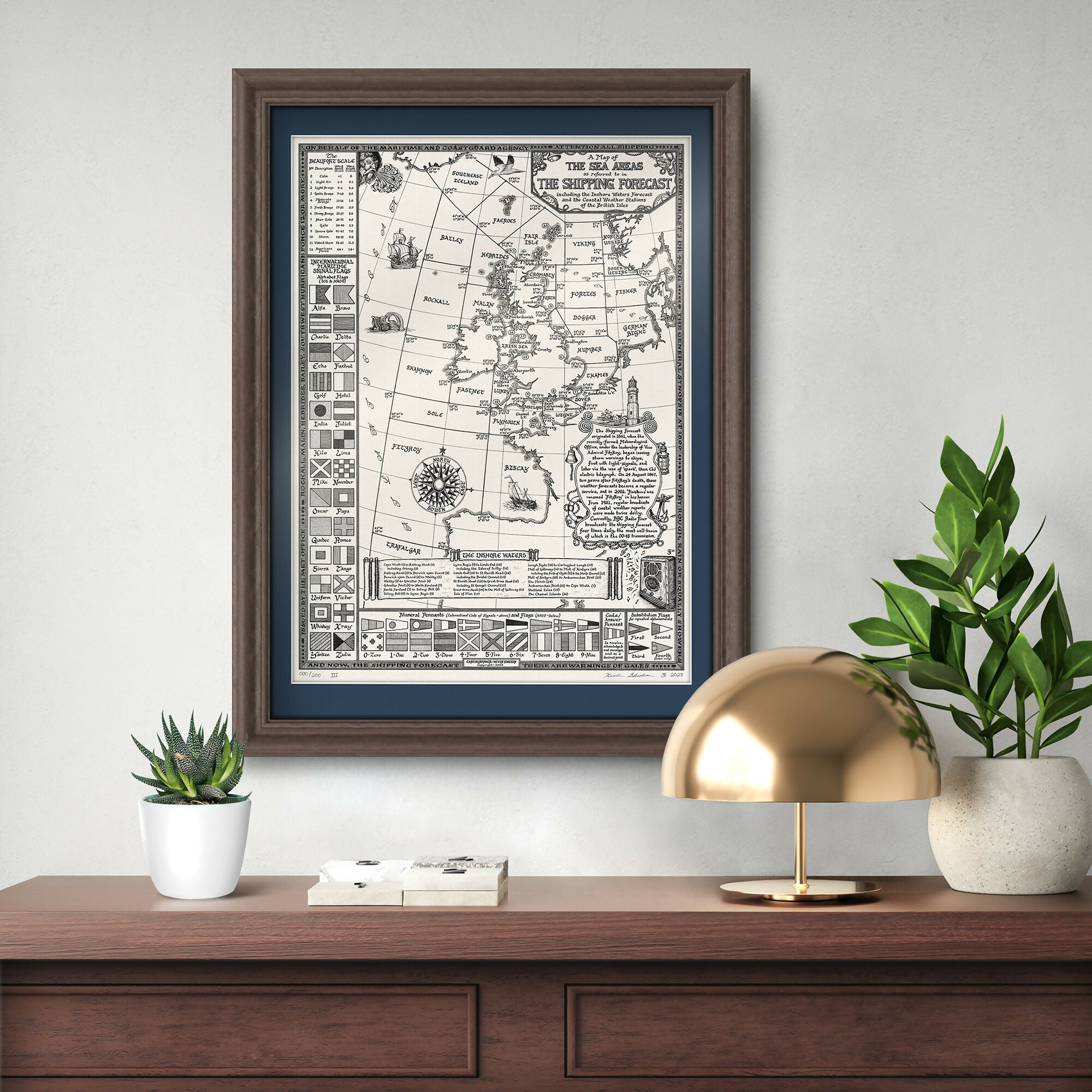 Shipping Forecast Map Hand Drawn Art Print