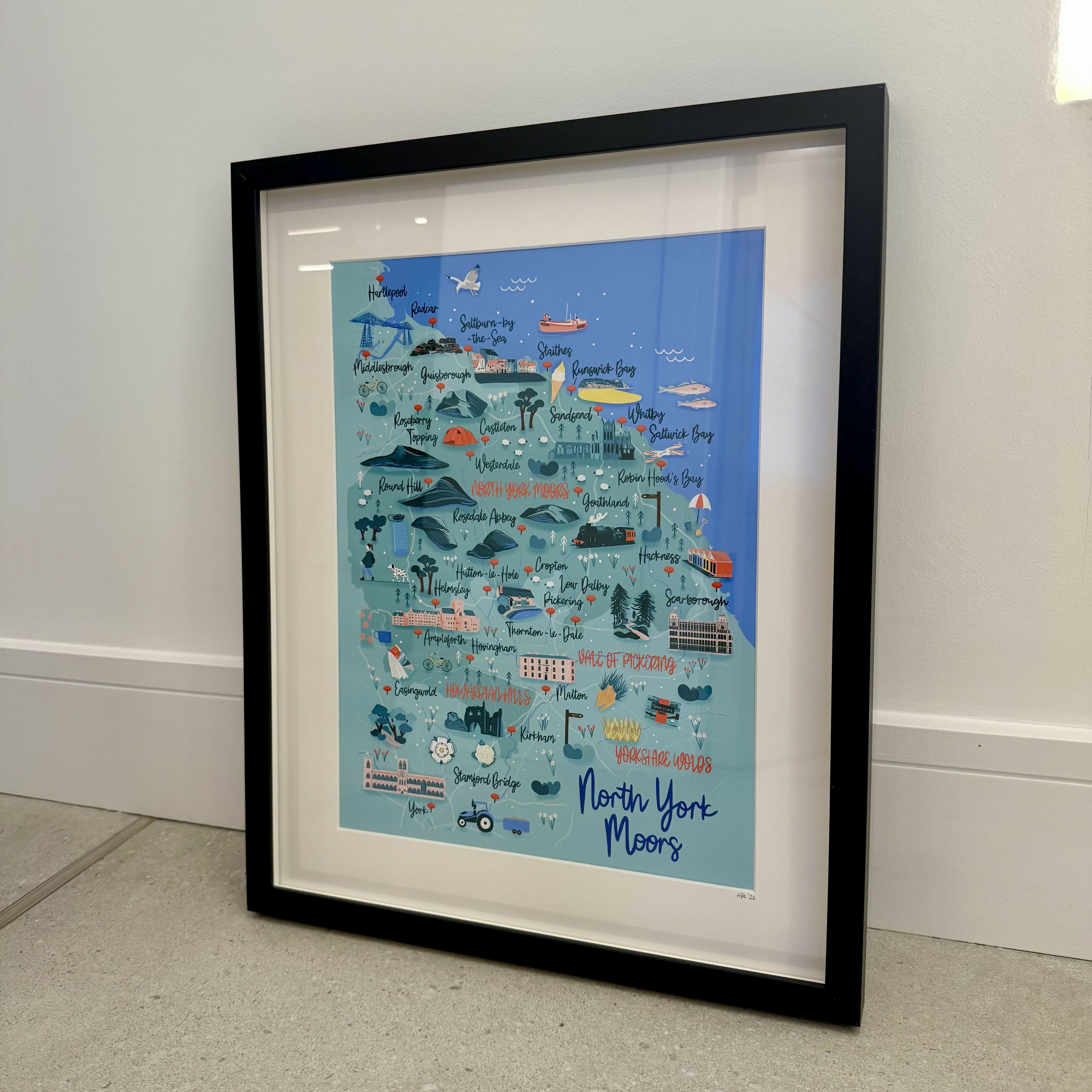 North York Moors Map Framed Art Print
