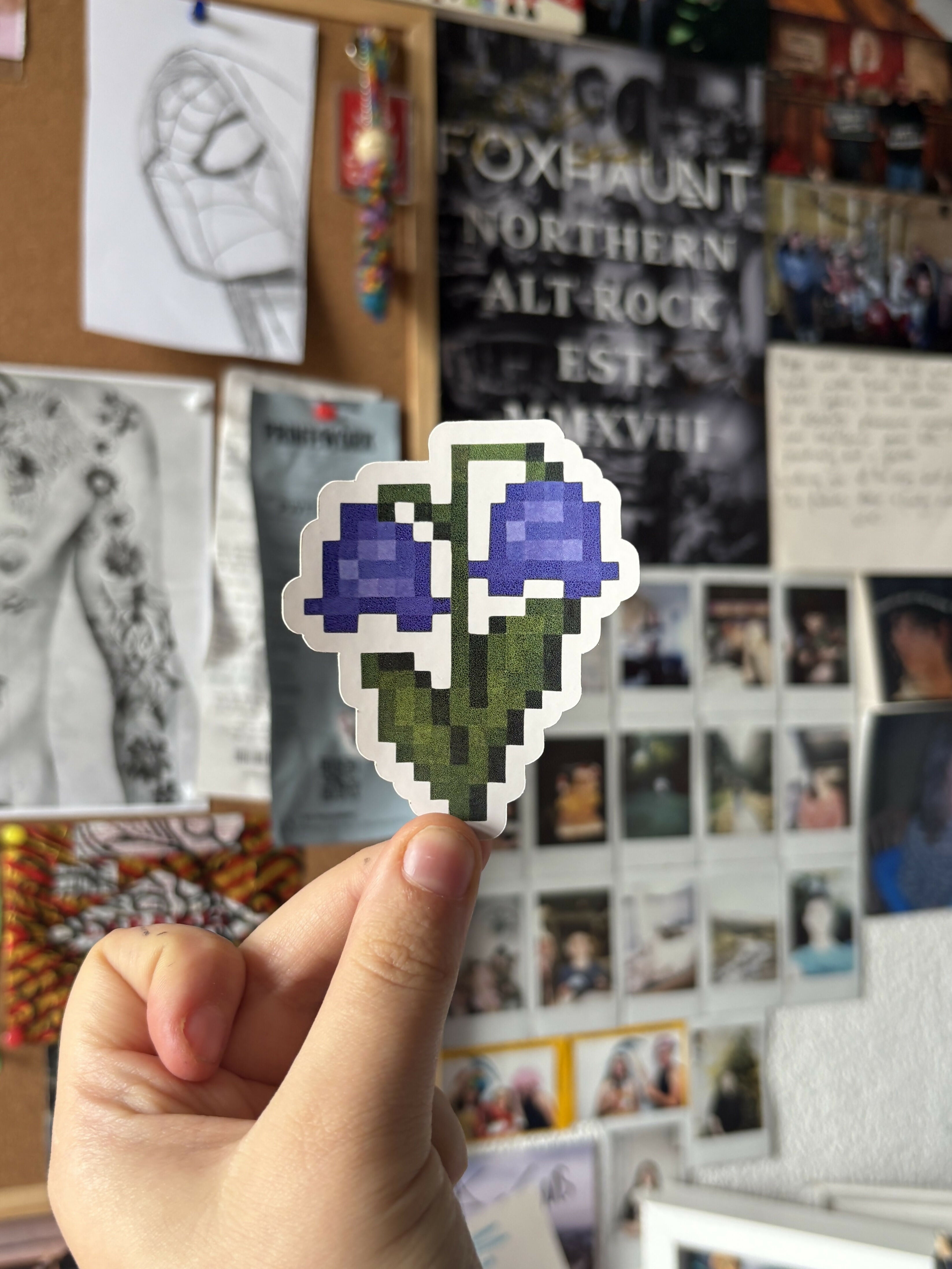 Pixel Bluebell Die-Cut Sticker