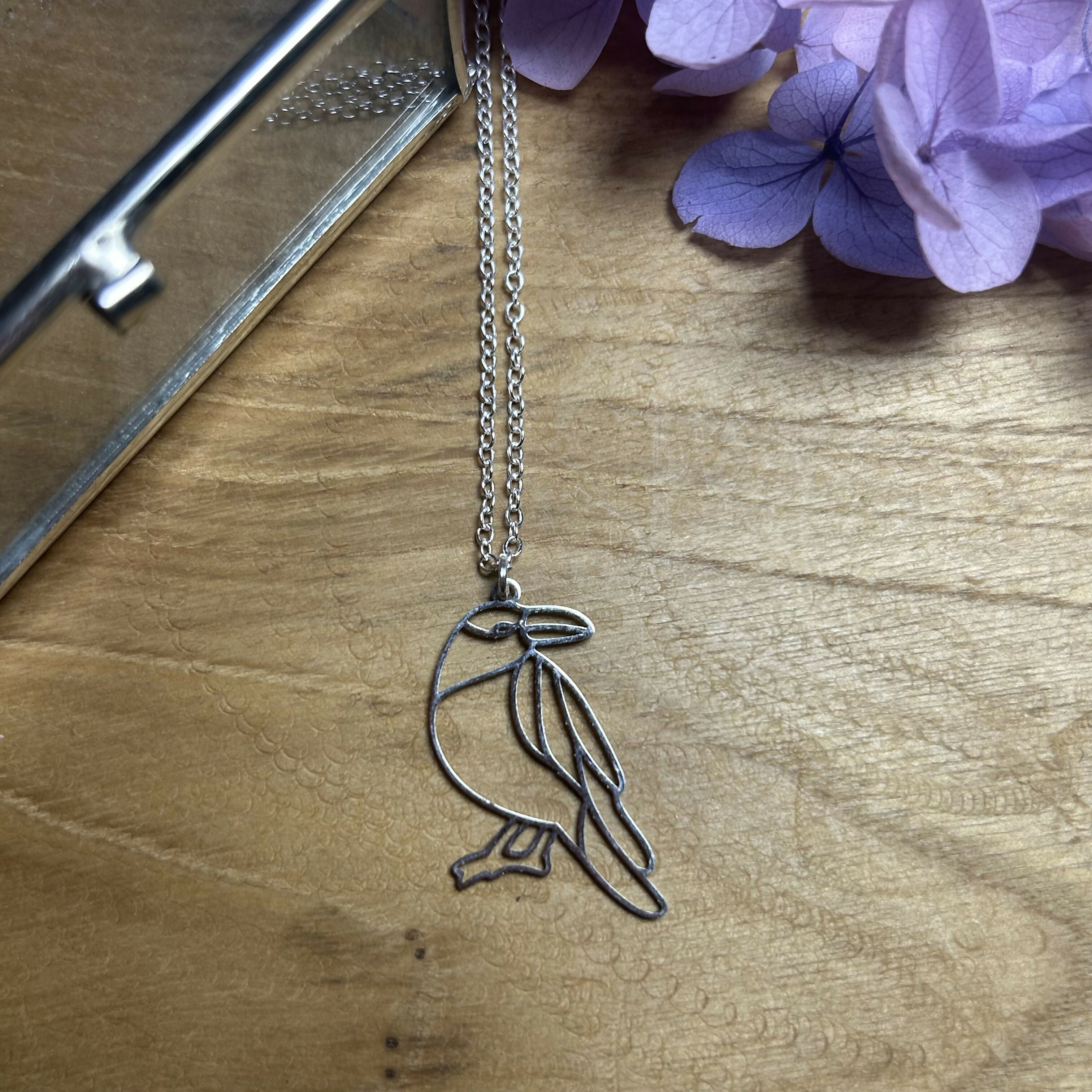 Lovely Crow Cutout Pendant Necklace