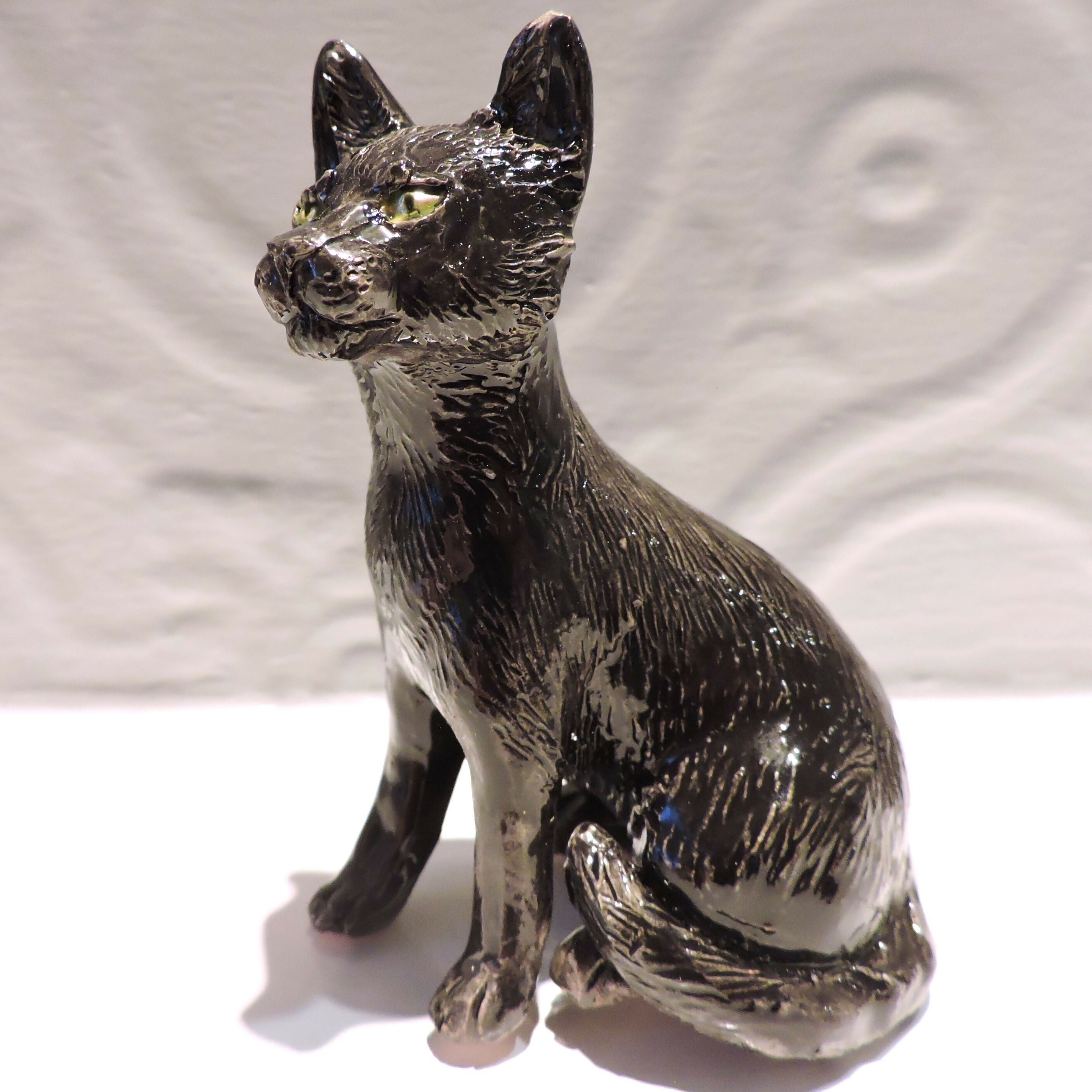 Ceramic Black cat sculpture