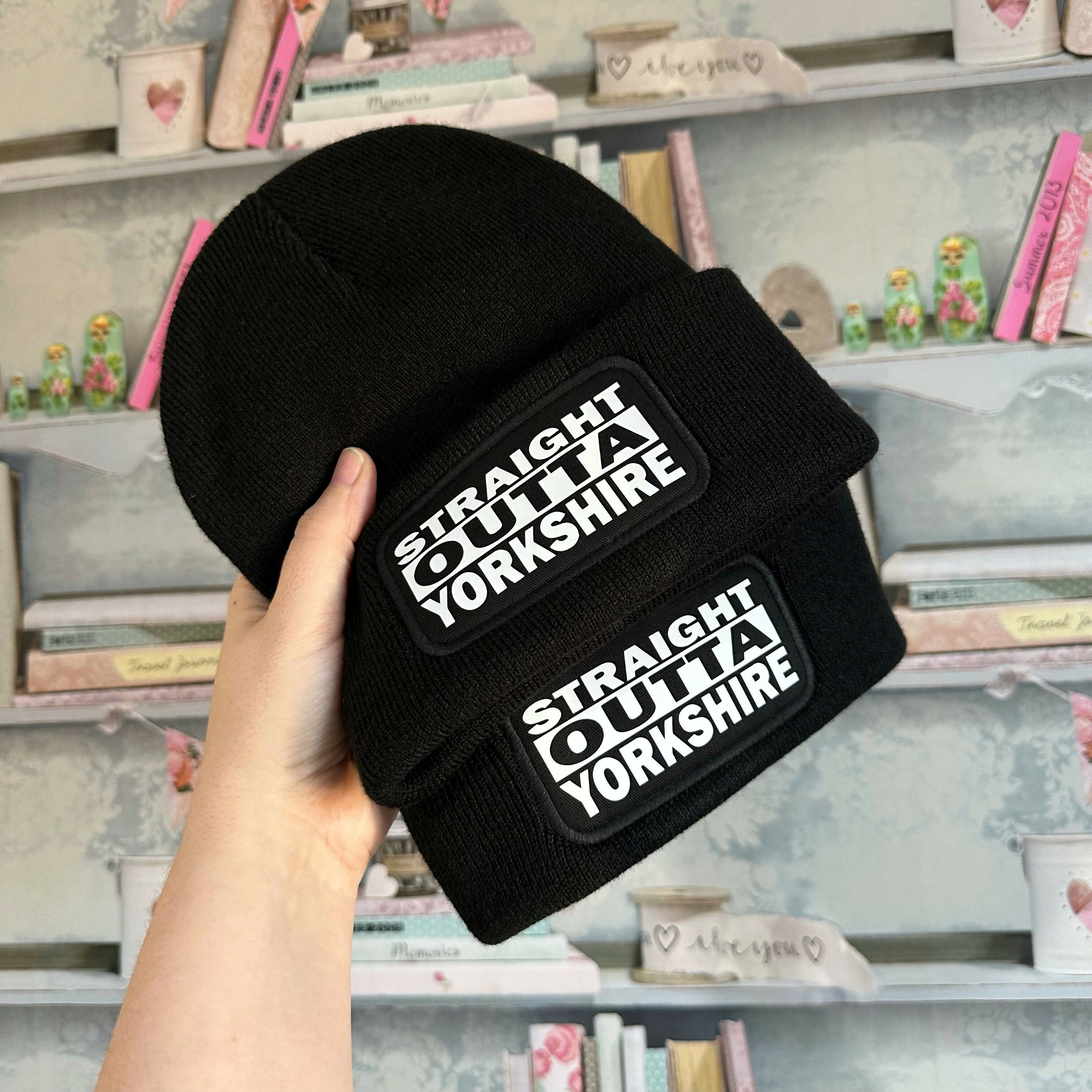 Straight Outta Yorkshire Cuffed Rectangular Patch Beanie Hat