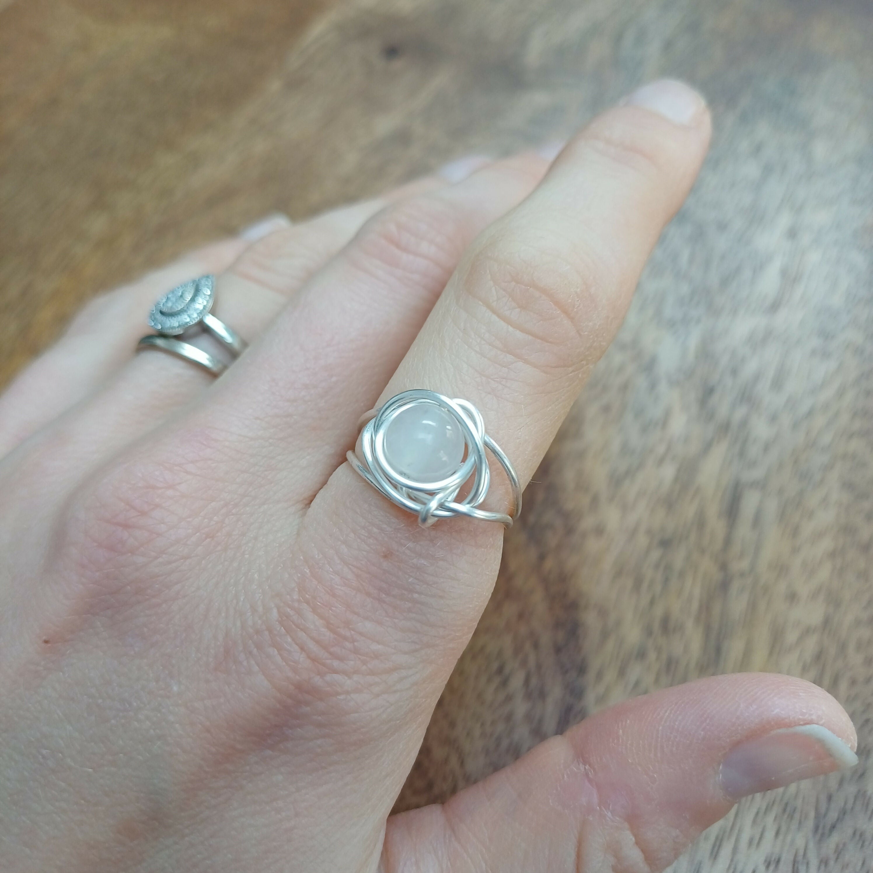 Quartz Wire Wrapped Adjustable Ring