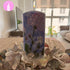 Blue Candle with Floral Design