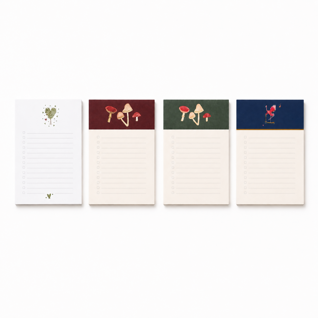 A6 Tear-off Notepad | art led flamingo mushrooms heart tree designs
