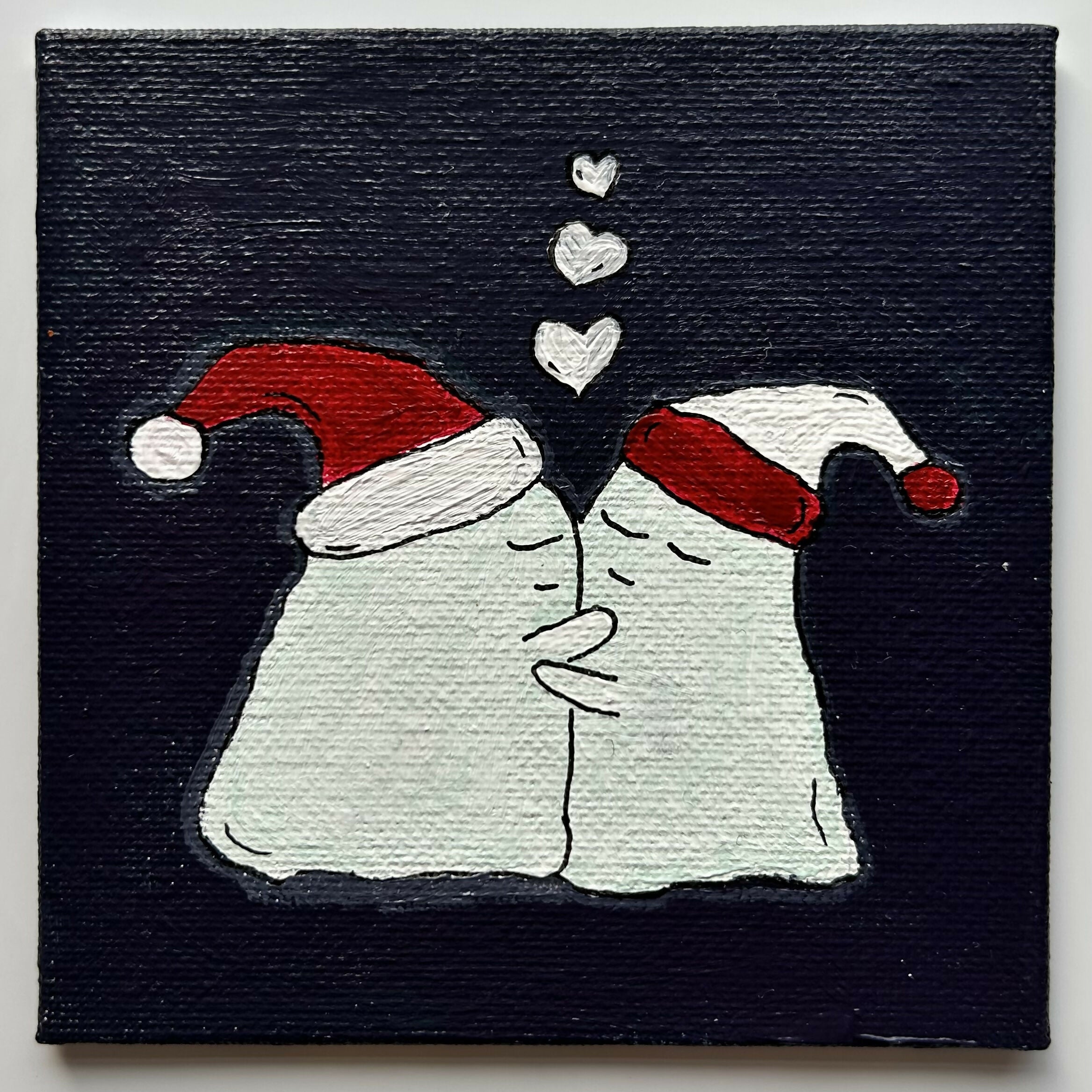 Hugging Christmas Ghosts Original Artwork