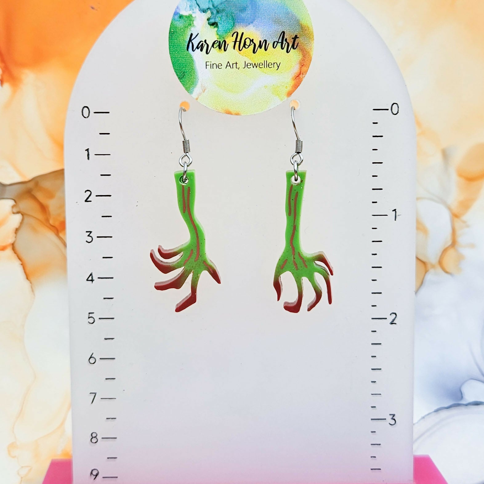 Handmade Resin Zombie Hands Dangle Earrings