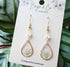 Real Flower White Mini Oval Teardrop Earrings