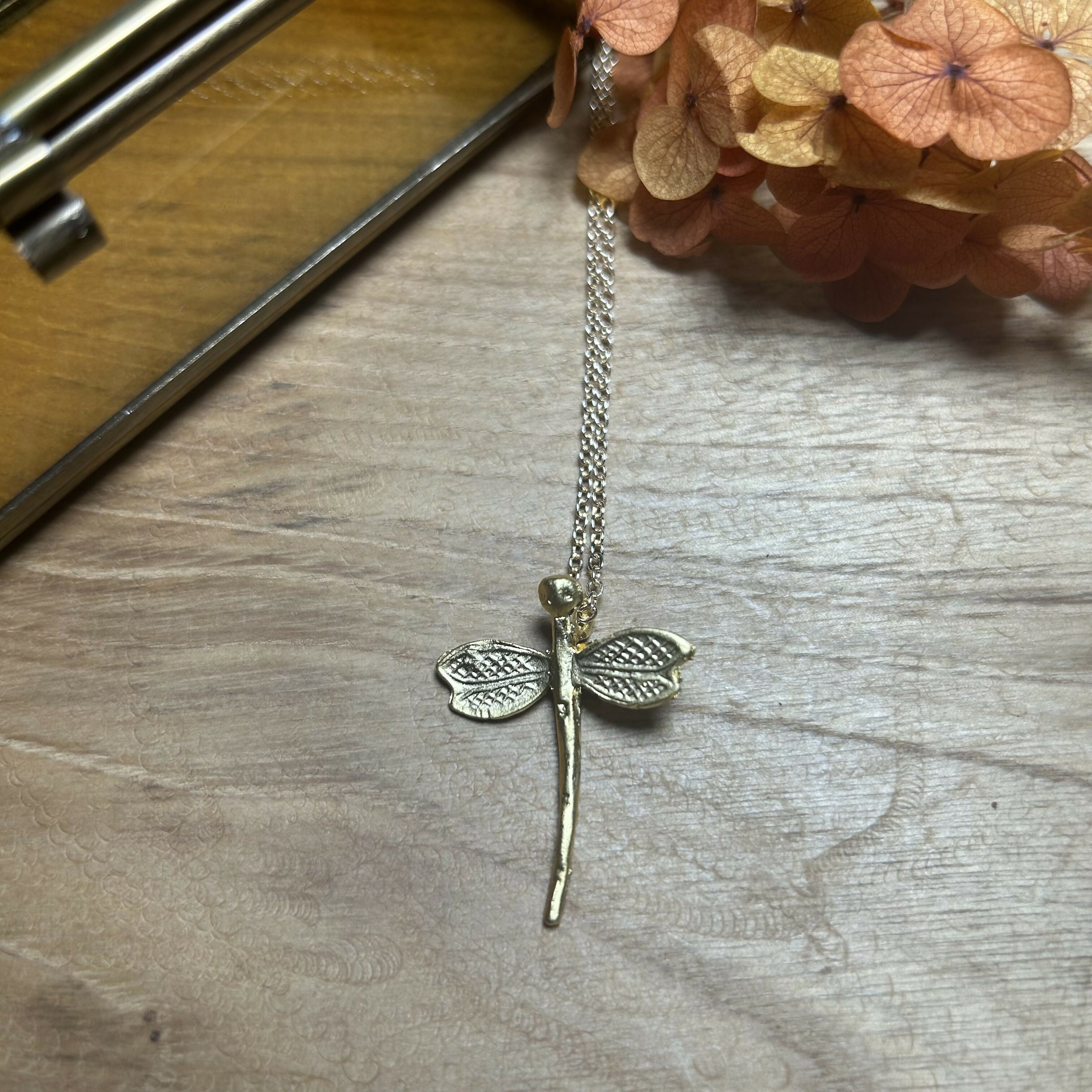 Lovely Gold Plated Dragonfly Pendant Necklace