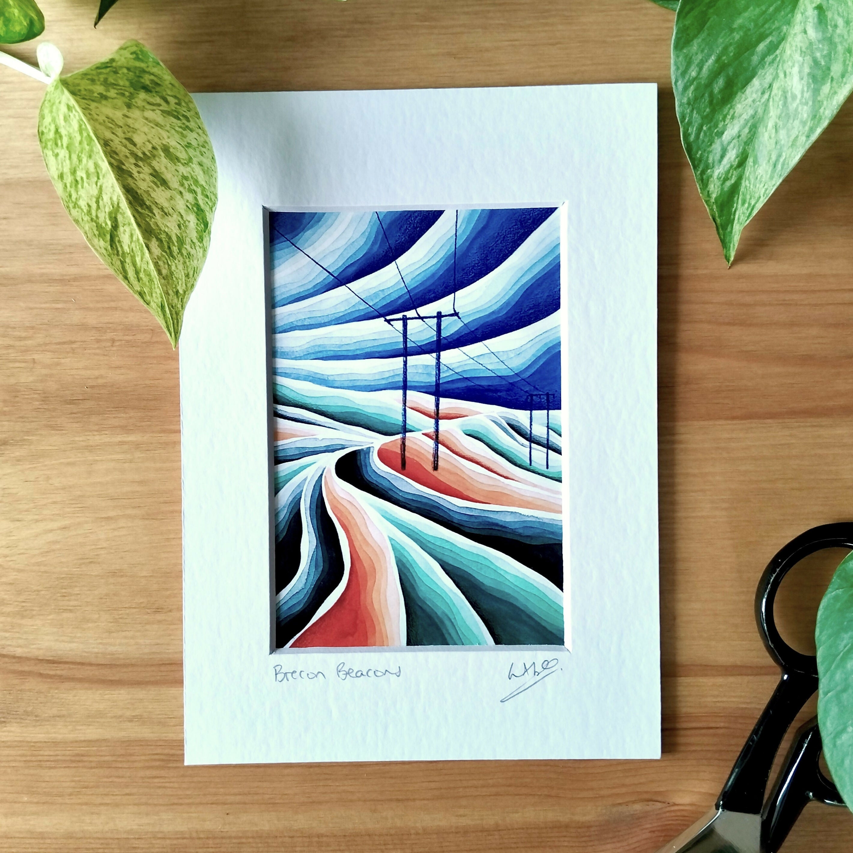 Signed Abstract Landscape Art Print | Brecon Beacons Watercolour