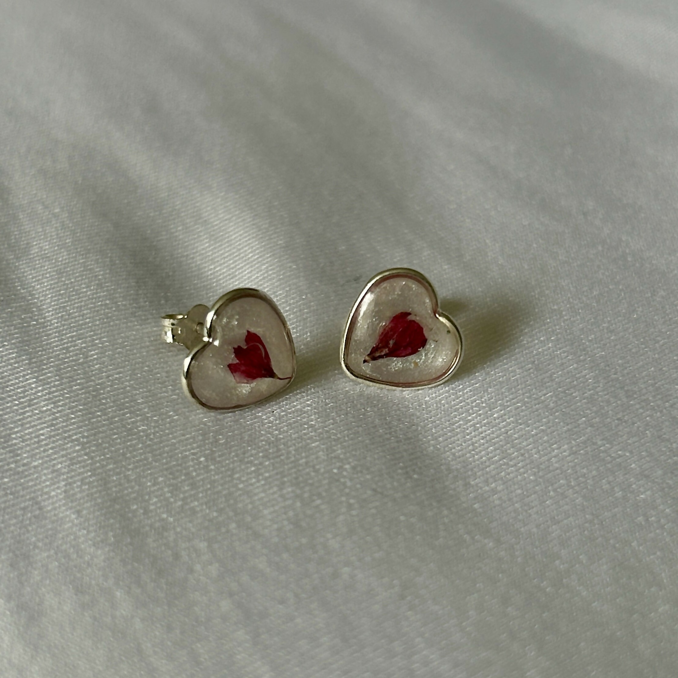 Cherry Blossom Heart Stud Earrings