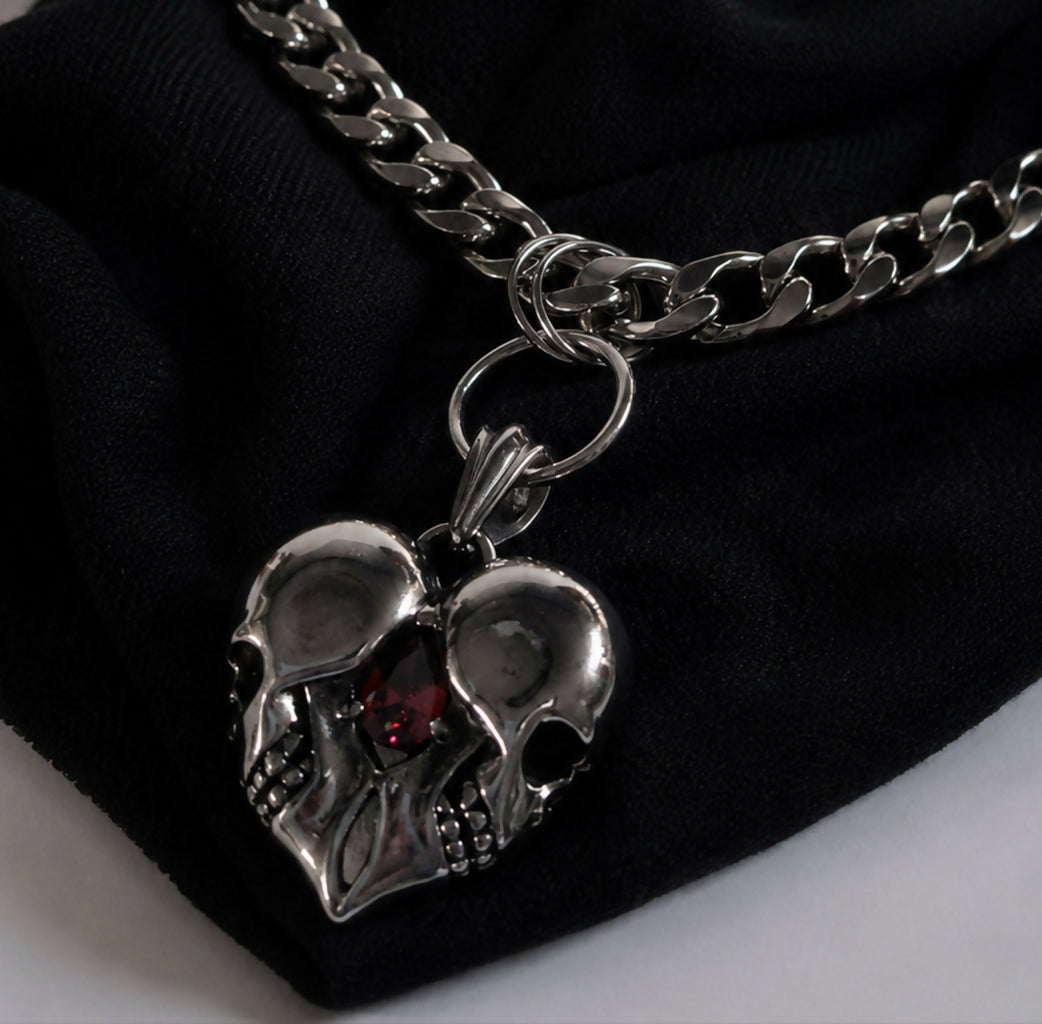 Bleeding Heart Skull Necklace