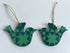 Hand-printed Green and Blue Wooden Bird Hanging Decoration.