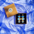 Three Tiered Gold and Blue Inlay Earrings