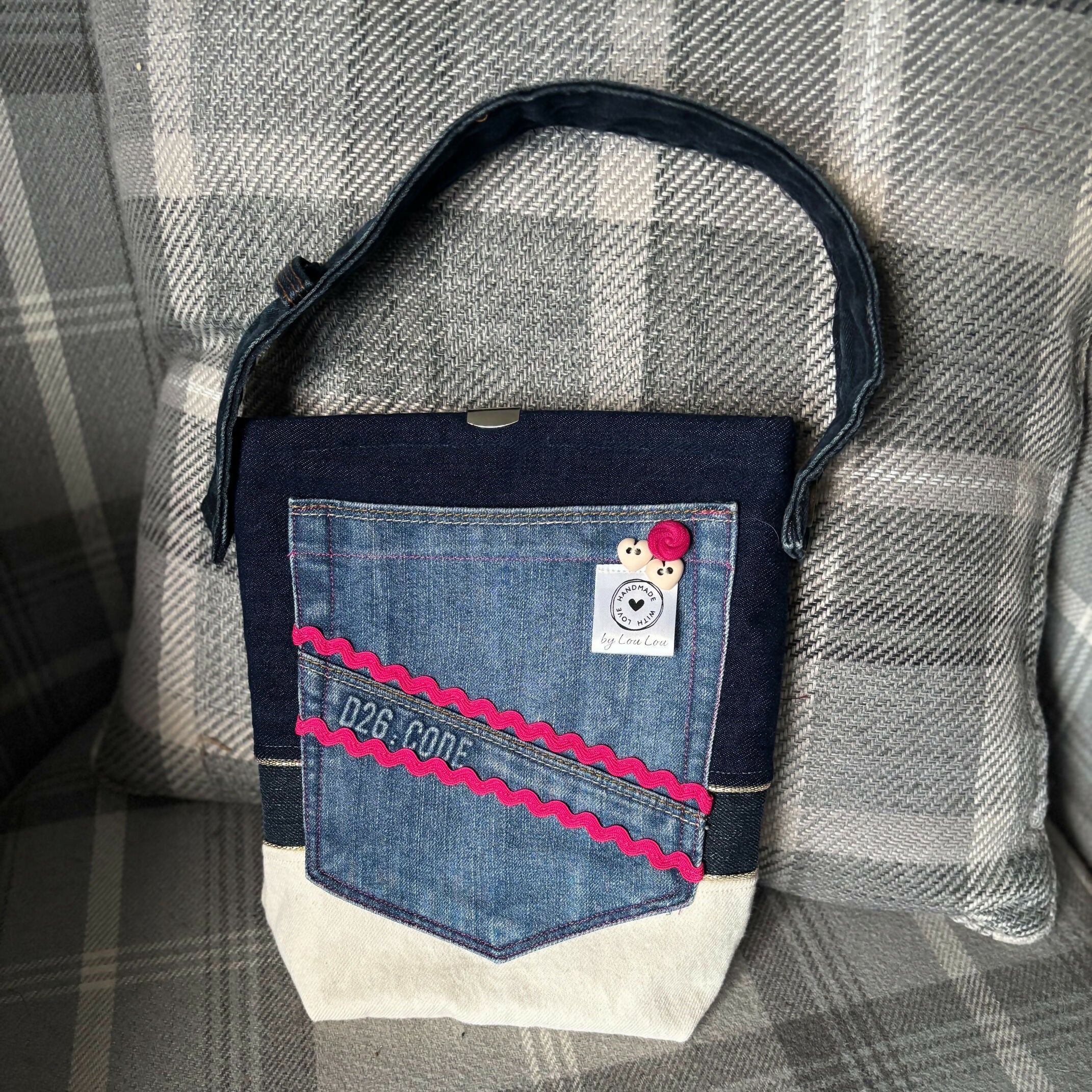 Unique Handcrafted Denim Tote Bag Made From Upcycled Jeans With Applique