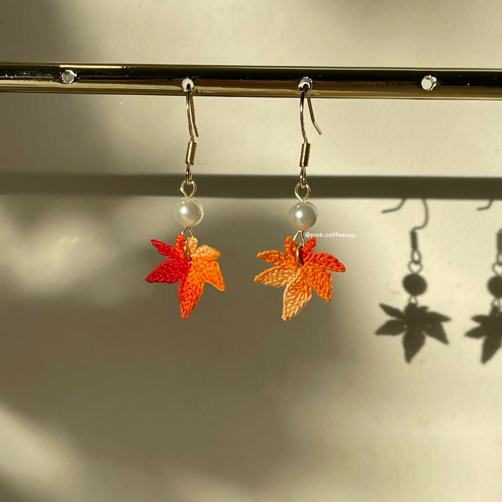 Micro Crochet Maple Leaf Drop and Dangle Earrings