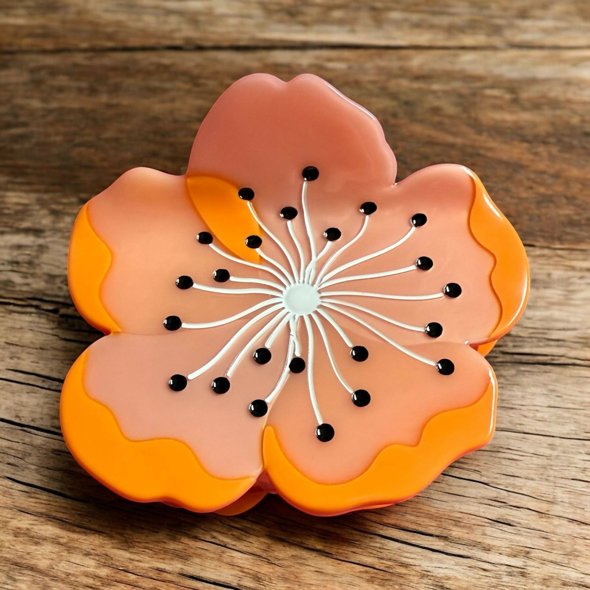 Orange Sakura Flower Hair Clip / Claw