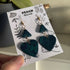 Recycled Polymer Clay Earrings - Green Triangle & Heart
