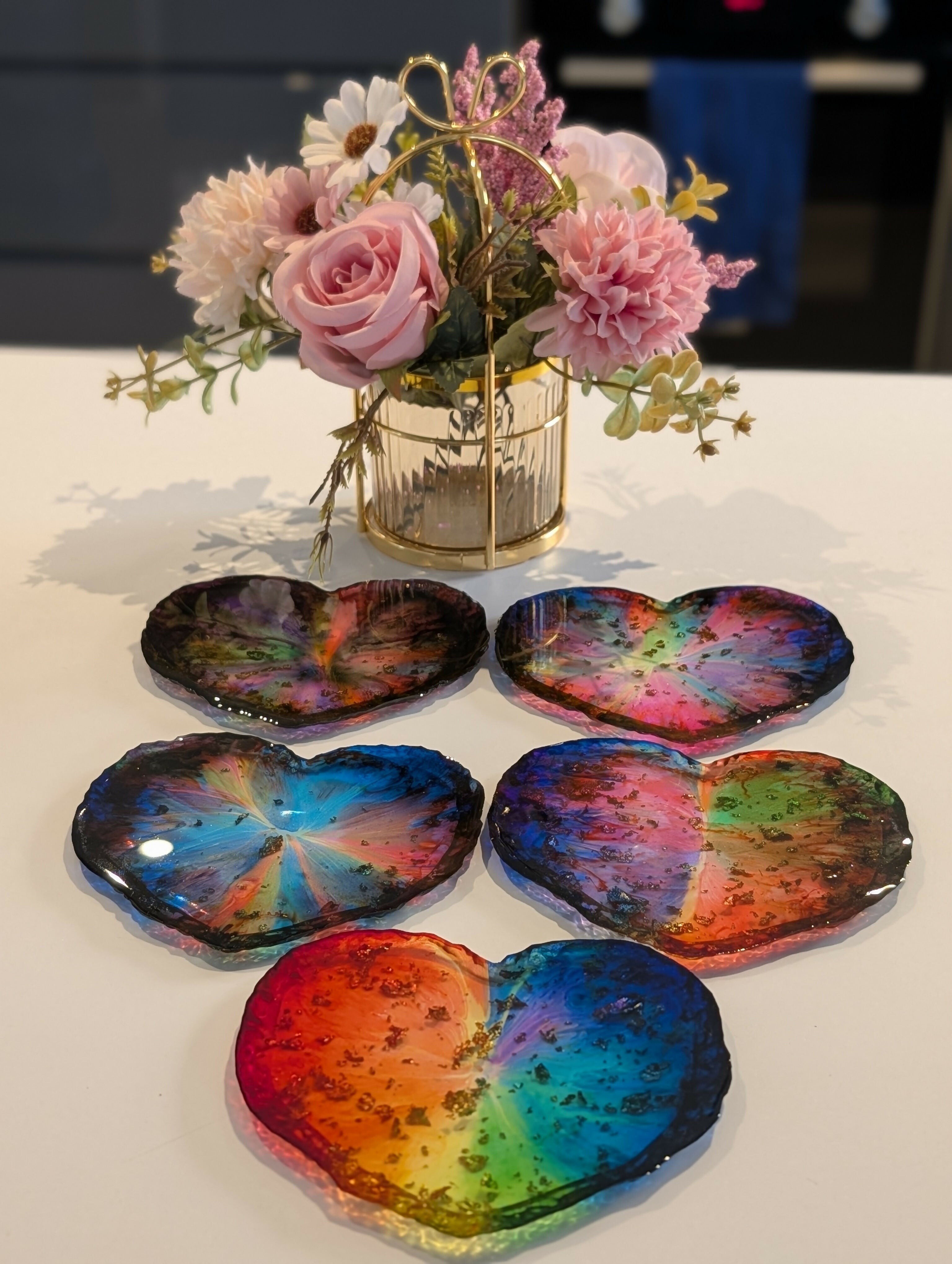HANDMADE HEART SHAPED LARGE COASTERS