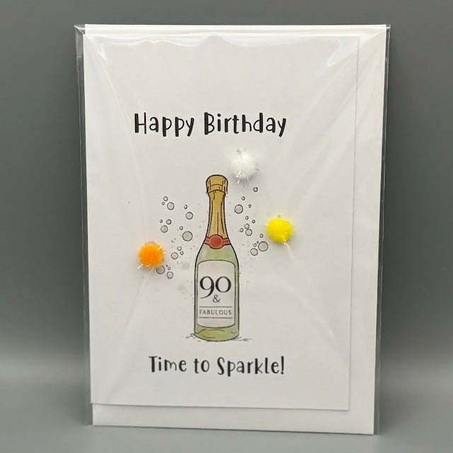 Birthday 90 & Fabulous - Pom Pom Greeting Card