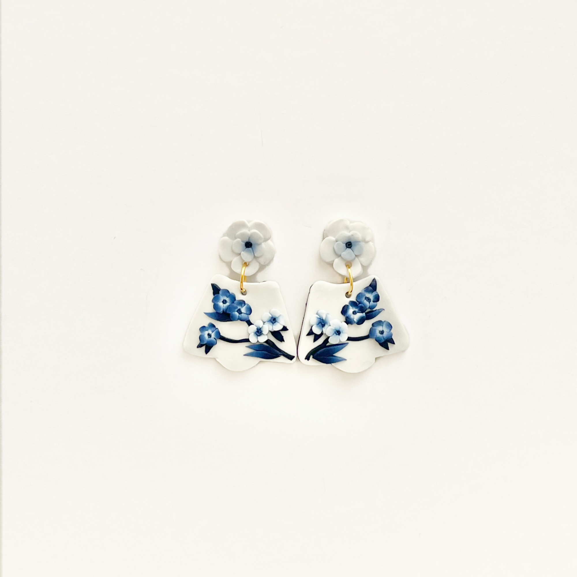 Blue China No. 3 - Handmade Polymer Clay Earrings