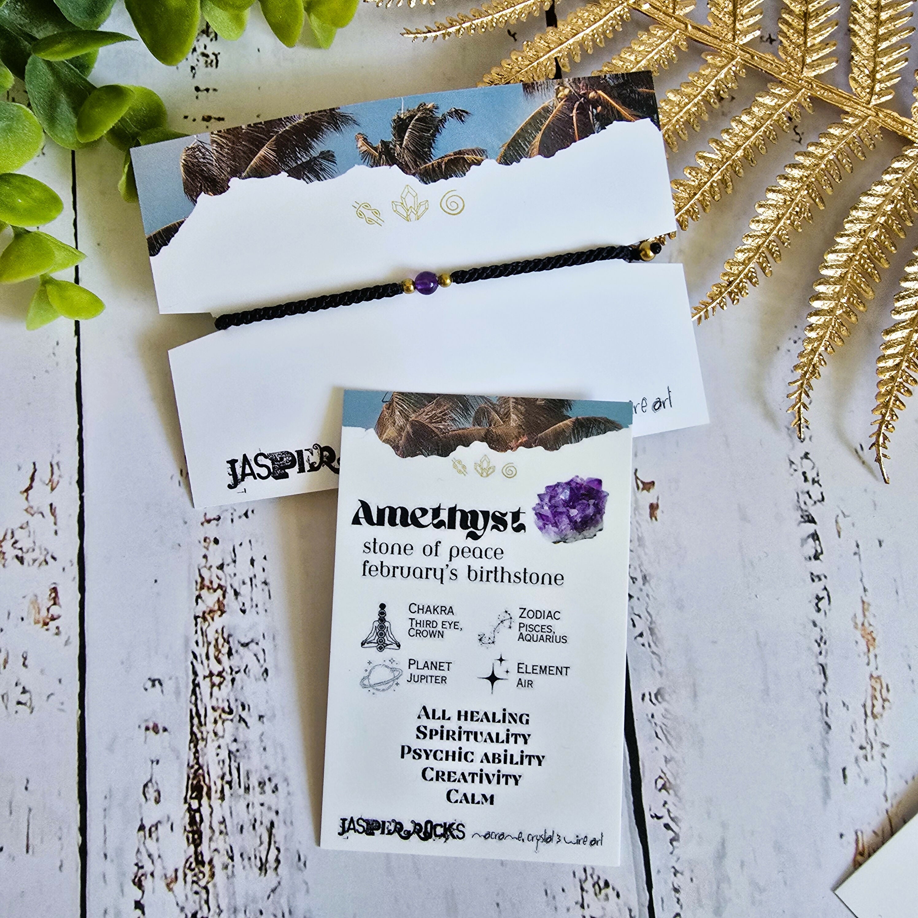Amethyst Birthstone Bracelet; Single Crystal Macrame Adjustible February Gift Bracelet