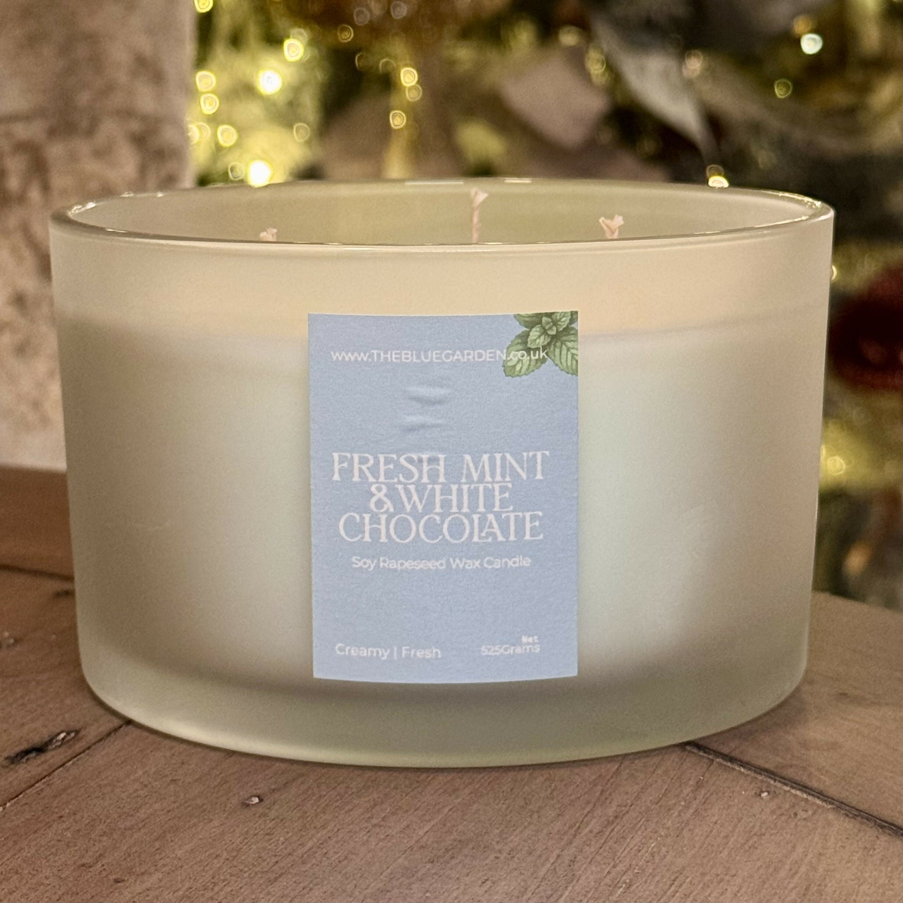 Fresh Mint & White Chocolate | Large 3 Wick Scented Natural Wax Candle