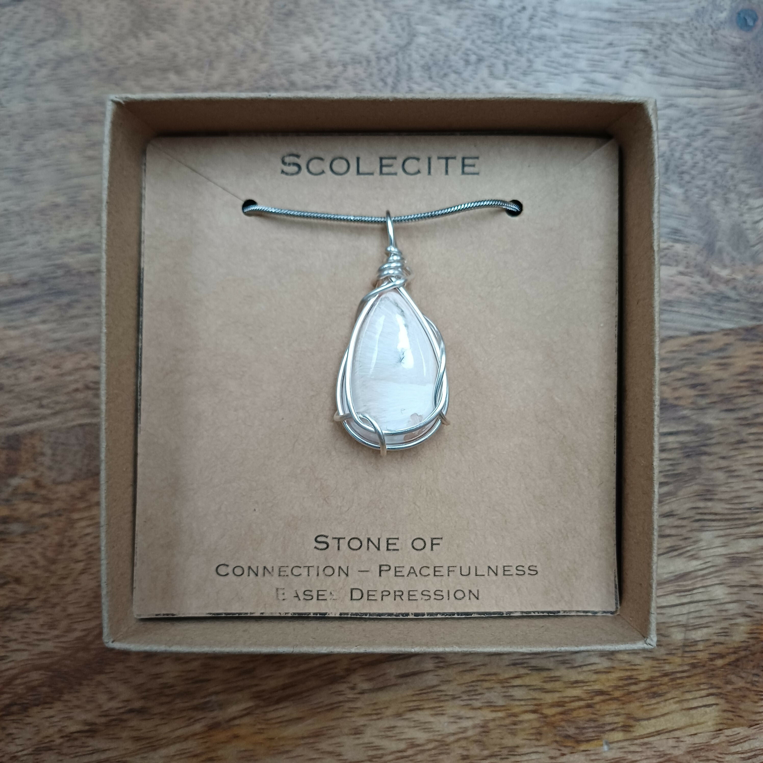 Scolecite Wire Wrapped Pendant