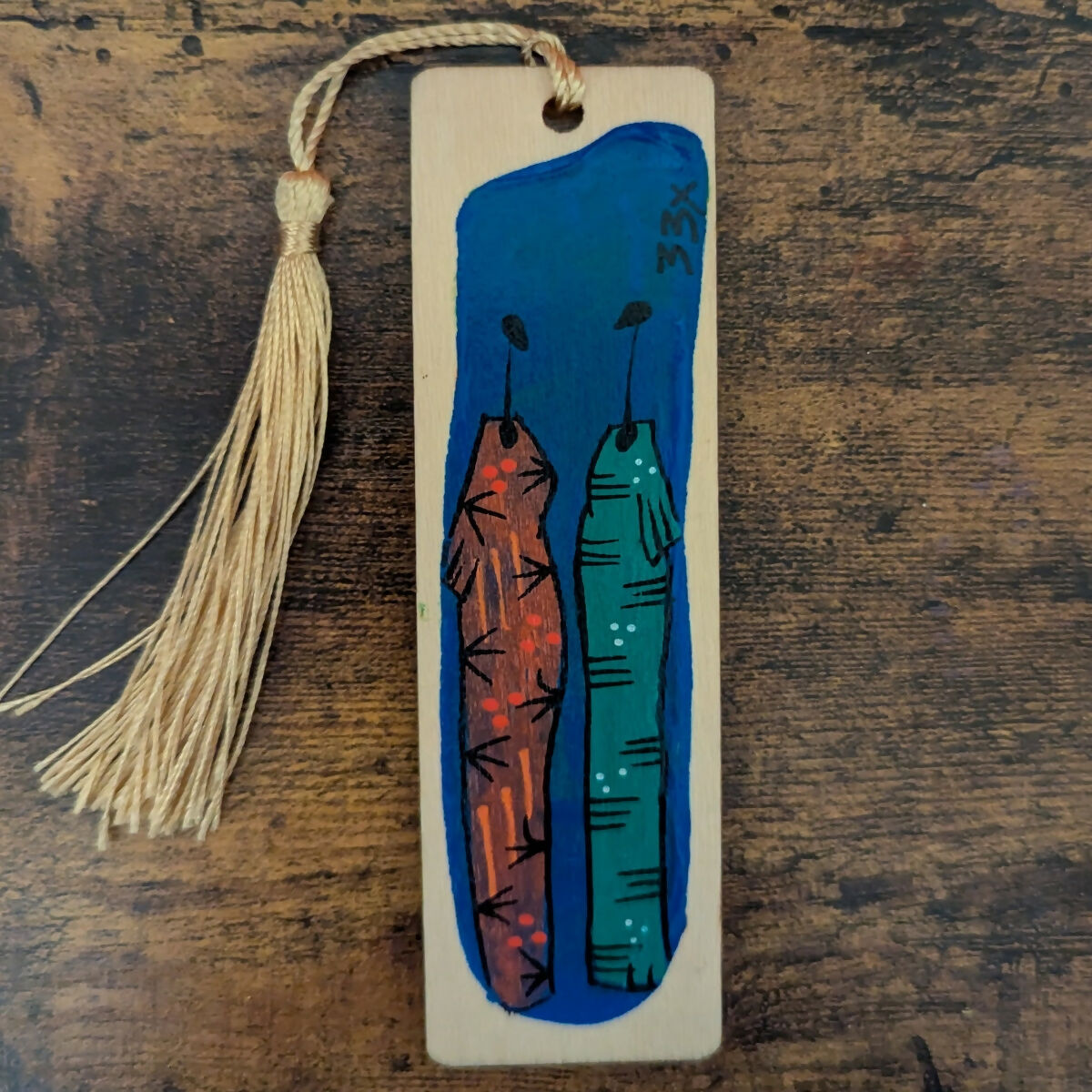 Wooden Hand Painted Bookmark