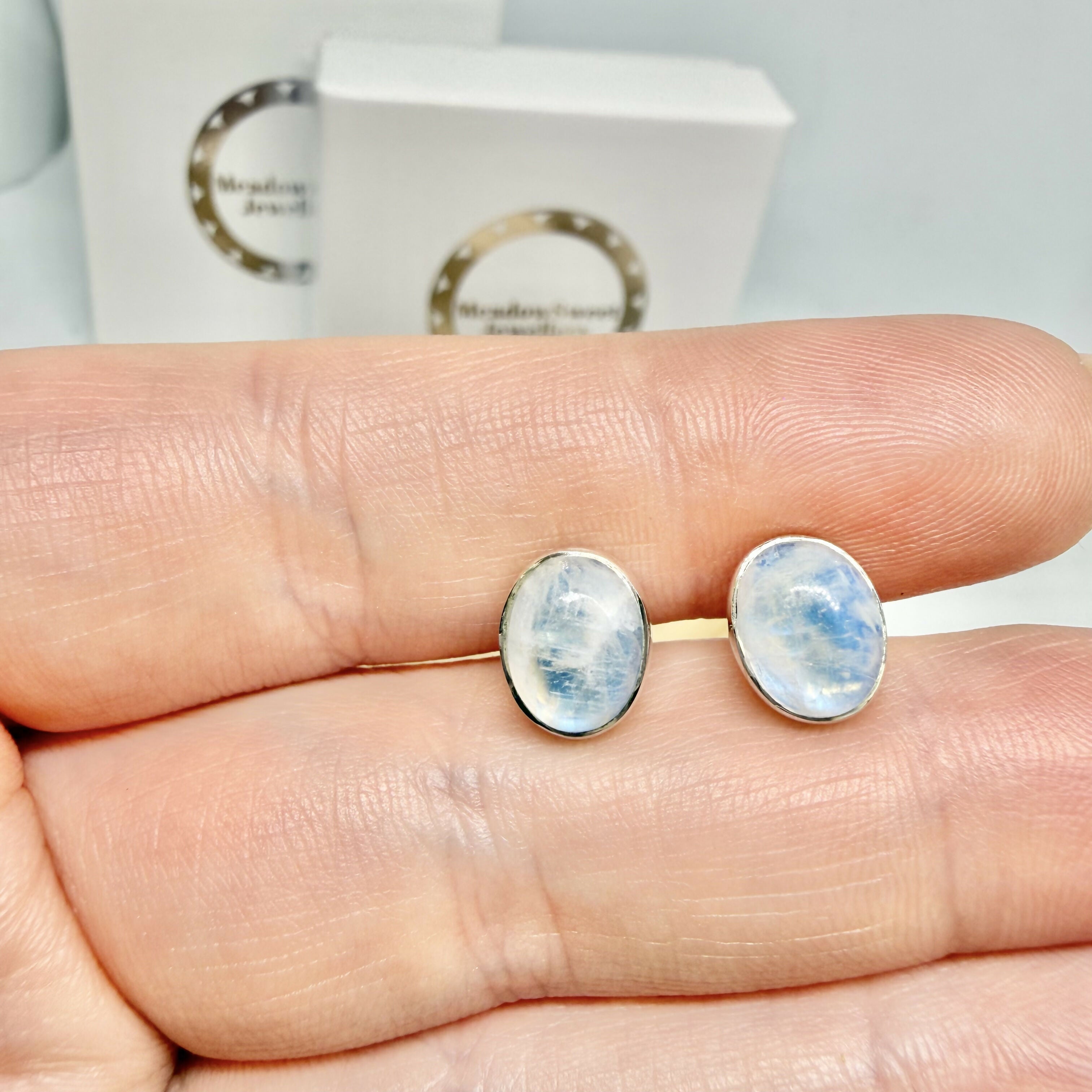 BLUE MOONSTONE STUD EARRINGS
