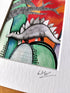 Signed Stegosaurus Watercolour Mini Art Print | Abstract Landscape