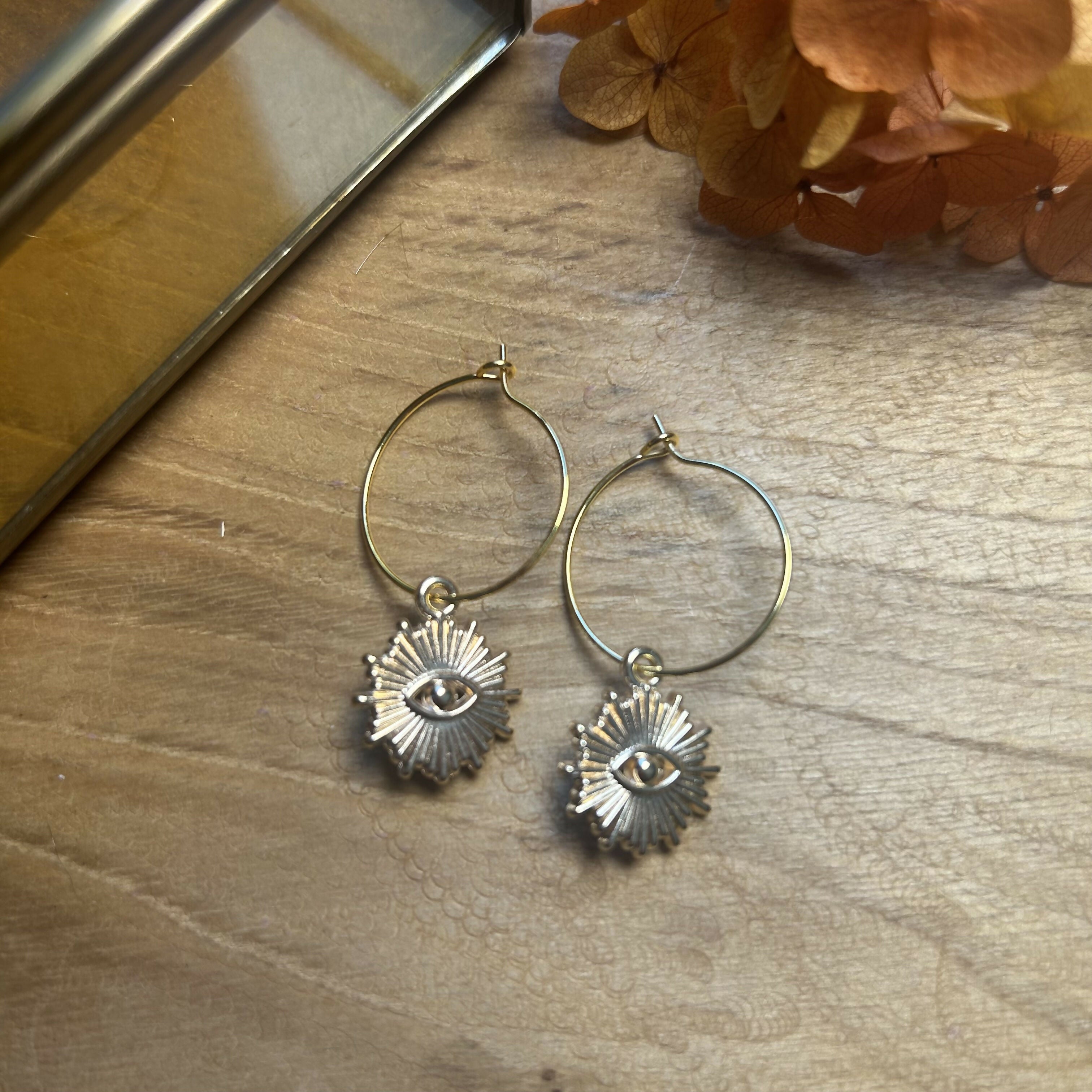 Lovely Evil Eye Charm Hoops
